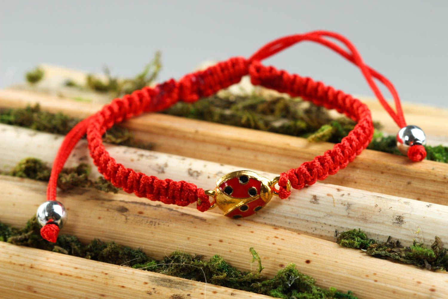 Handmade Damen Armband exklusiver Schmuck Geschenk für Frauen geflochten rot foto 1