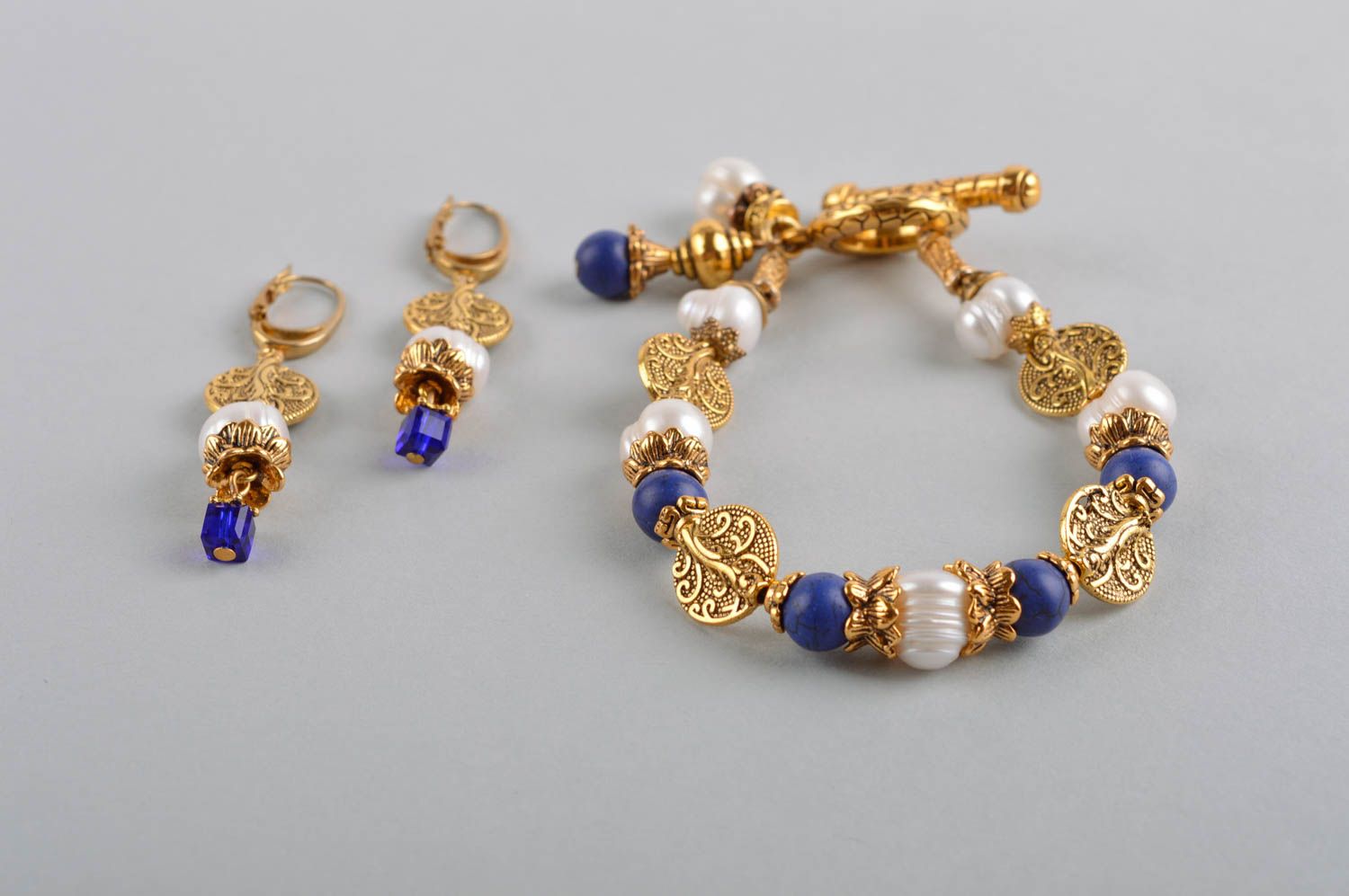 Handmade jewelry set gemstone earrings wrist bracelet bead jewelry stone jewelry photo 3