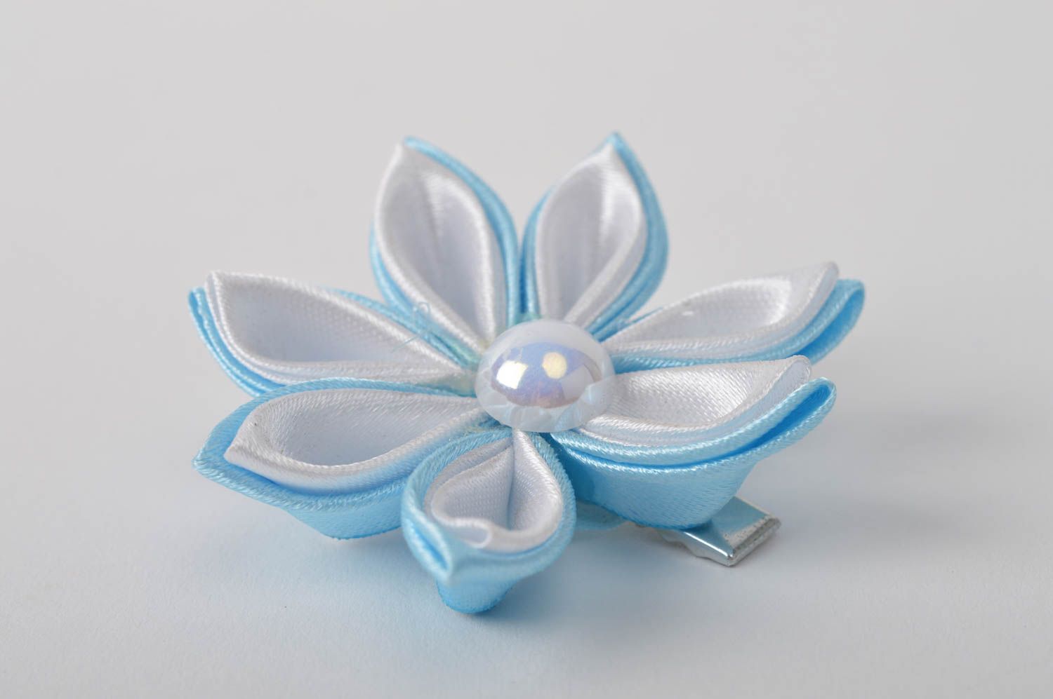 Flower hair clip kanzashi flower handmade jewelry designer accessories gift idea photo 4