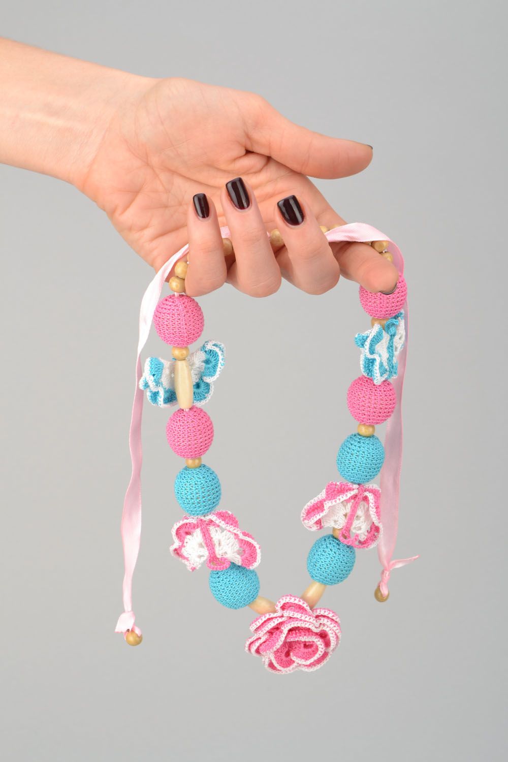 Stillen Halskette aus Textil handmade foto 2