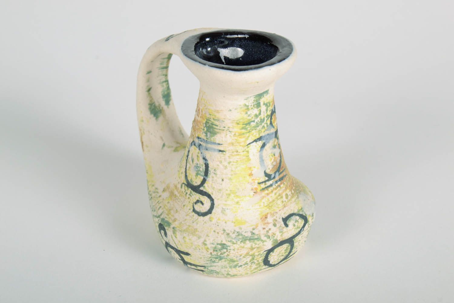 4 inches tall ceramic handmade decorative pitcher 0,32 lb photo 5