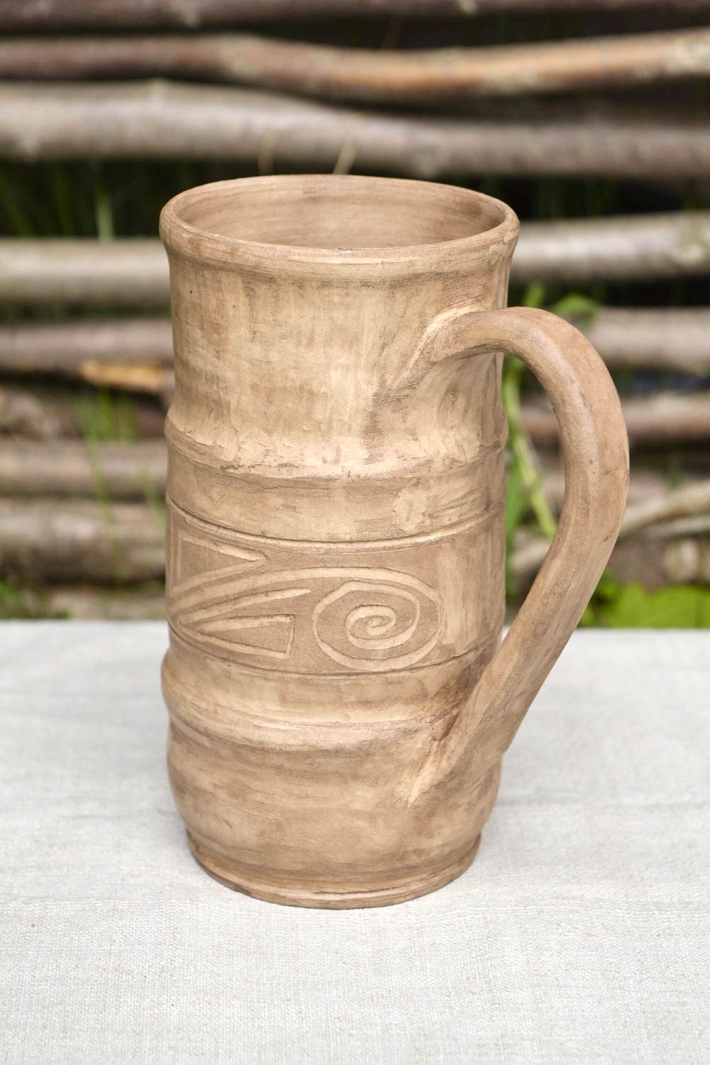 Unusual handmade ceramic beer mug pottery works table setting kitchen supplies photo 1