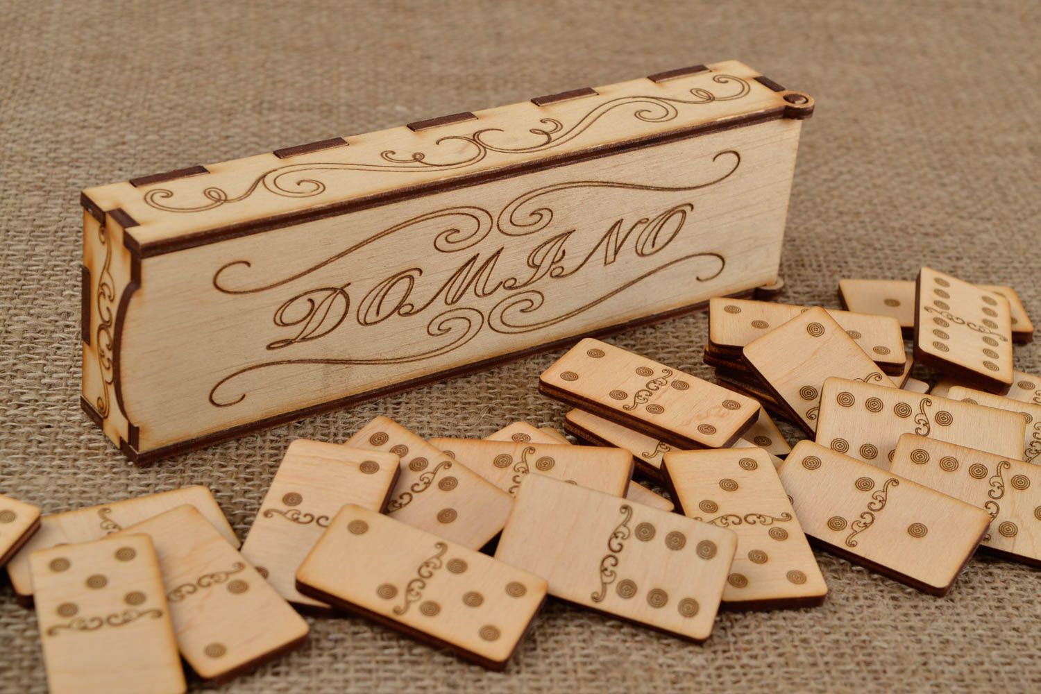 Handmade designer wooden dominoes stylish decoupage blank unusual decor photo 1