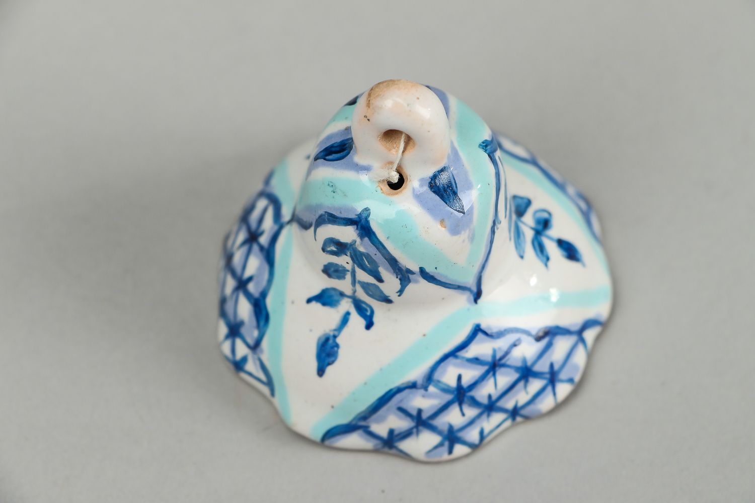 Clochette céramique bleue décorée faite main photo 2