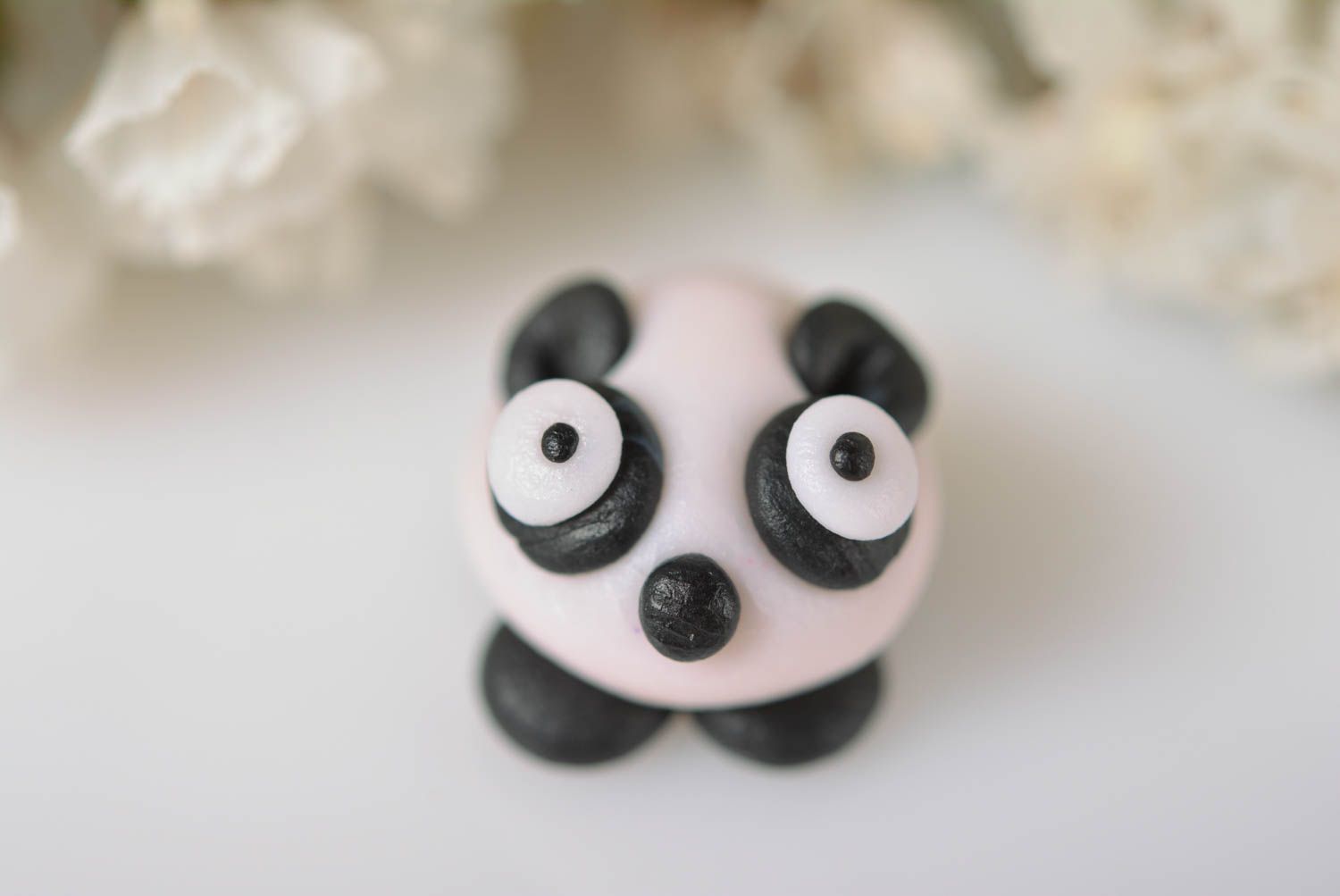 Jouet panda fait main Mini figurine en pâte polymère Petit cadeau femme original photo 3