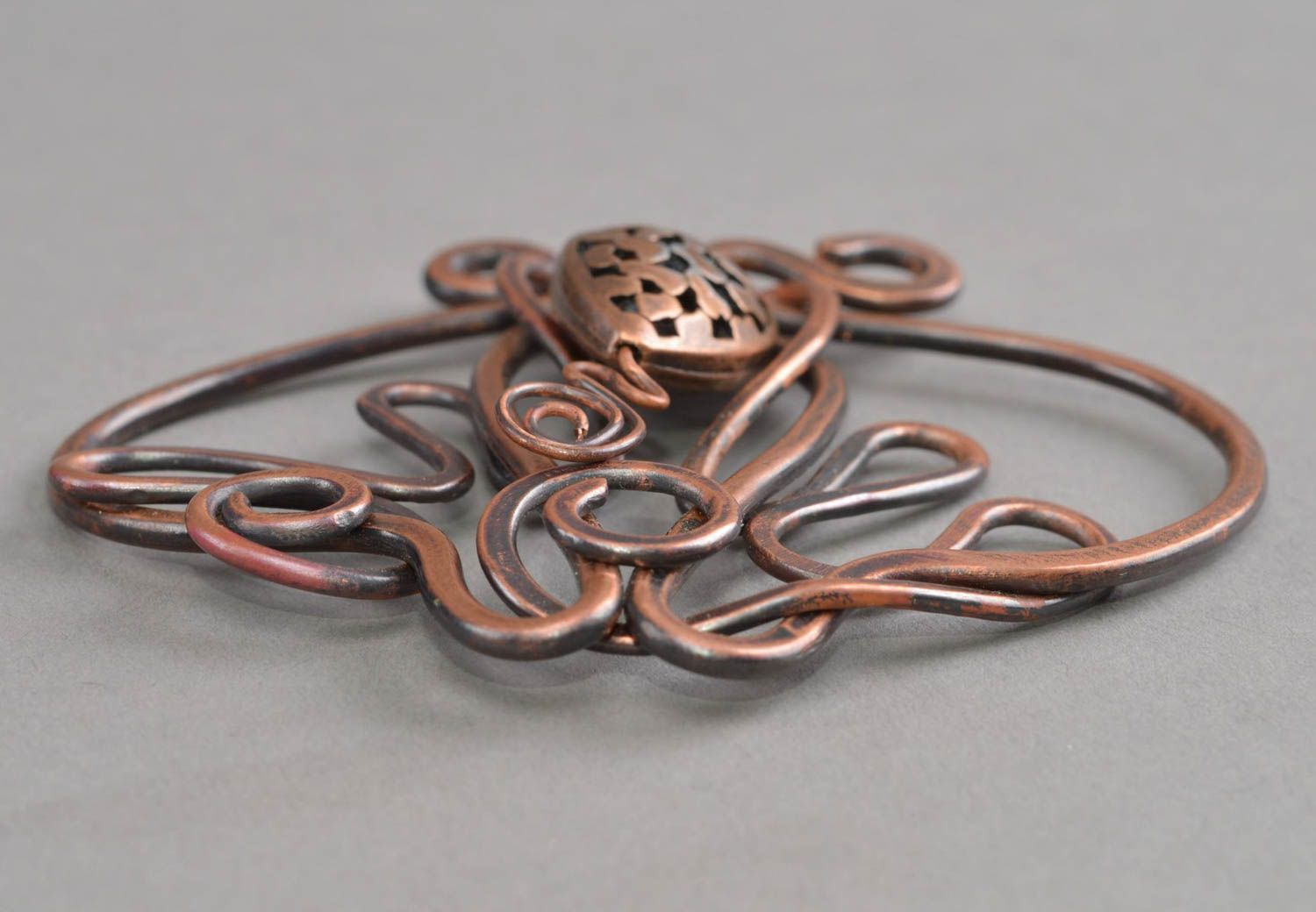 Handmade copper pendant designer accessories ethnic jewelry metal necklace photo 3
