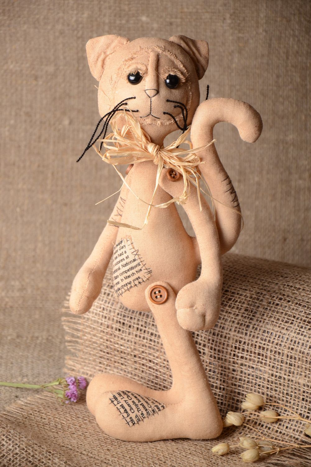 Игрушка кот ручной работы детская игрушка хлопковая мягкая игрушка с запахом фото 1