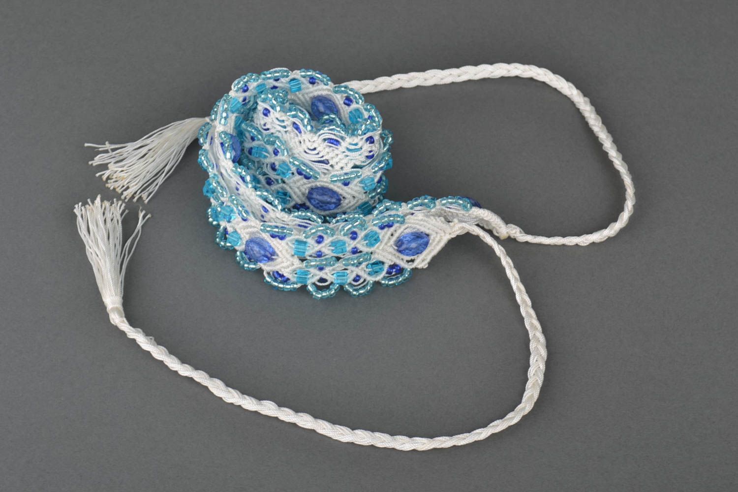 Handmade braided belt macrame woven belt macrame accessories women belt photo 5