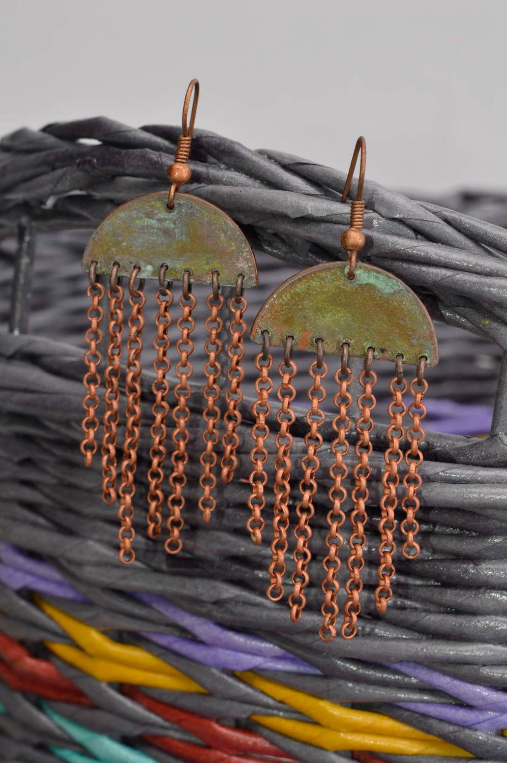 Handmade jewelry unusual gift designer accessories copper earrings gift ideas photo 1