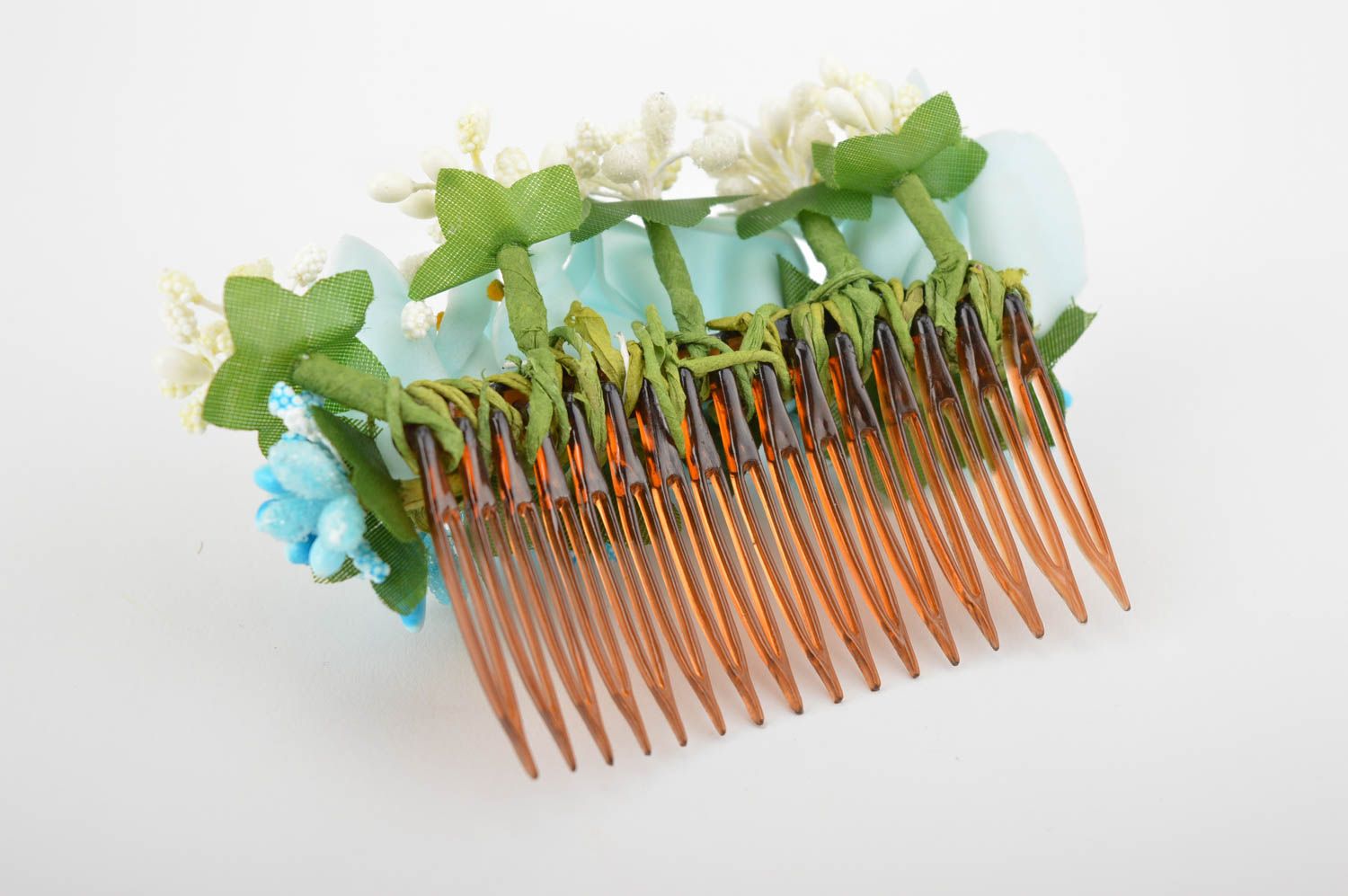Unusual handmade flower hair comb trendy hair designer hair accessories photo 3