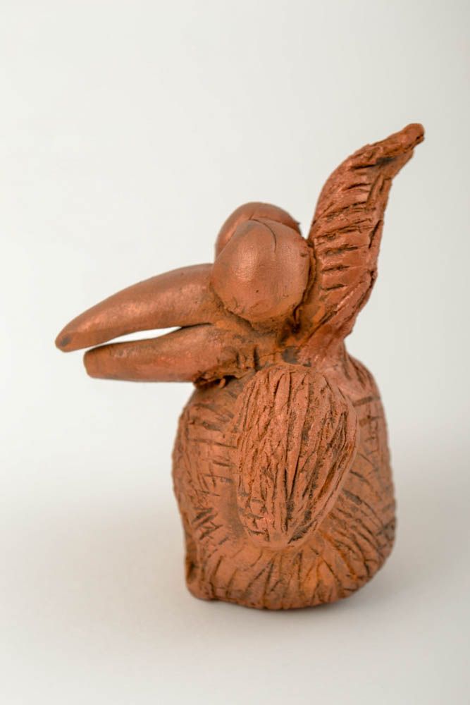 Statuette décorative Figurine fait main en argile oiseau Déco maison originale photo 4