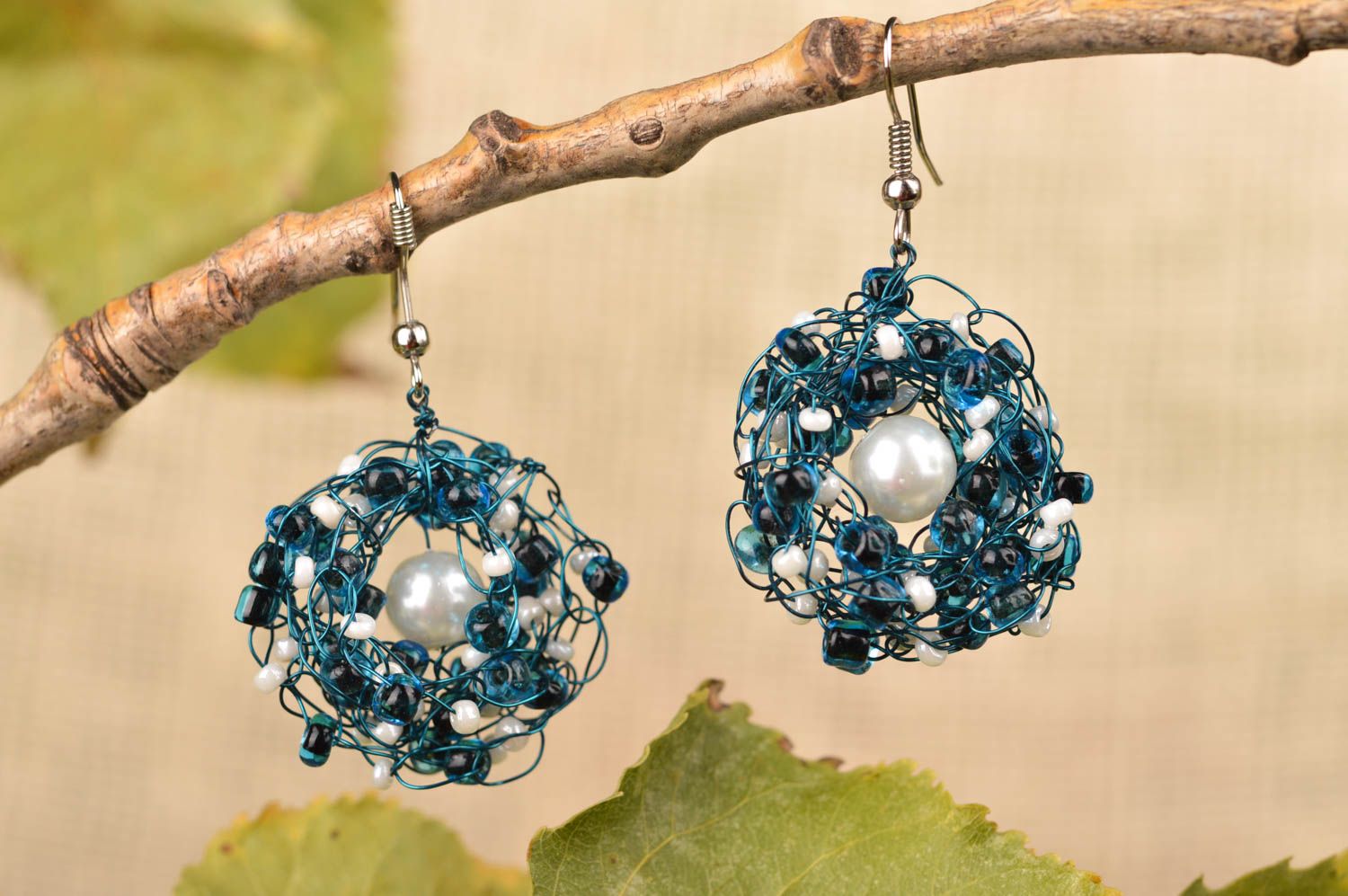 Unusual handmade beaded earrings cool jewelry beautiful jewellery small gifts photo 1