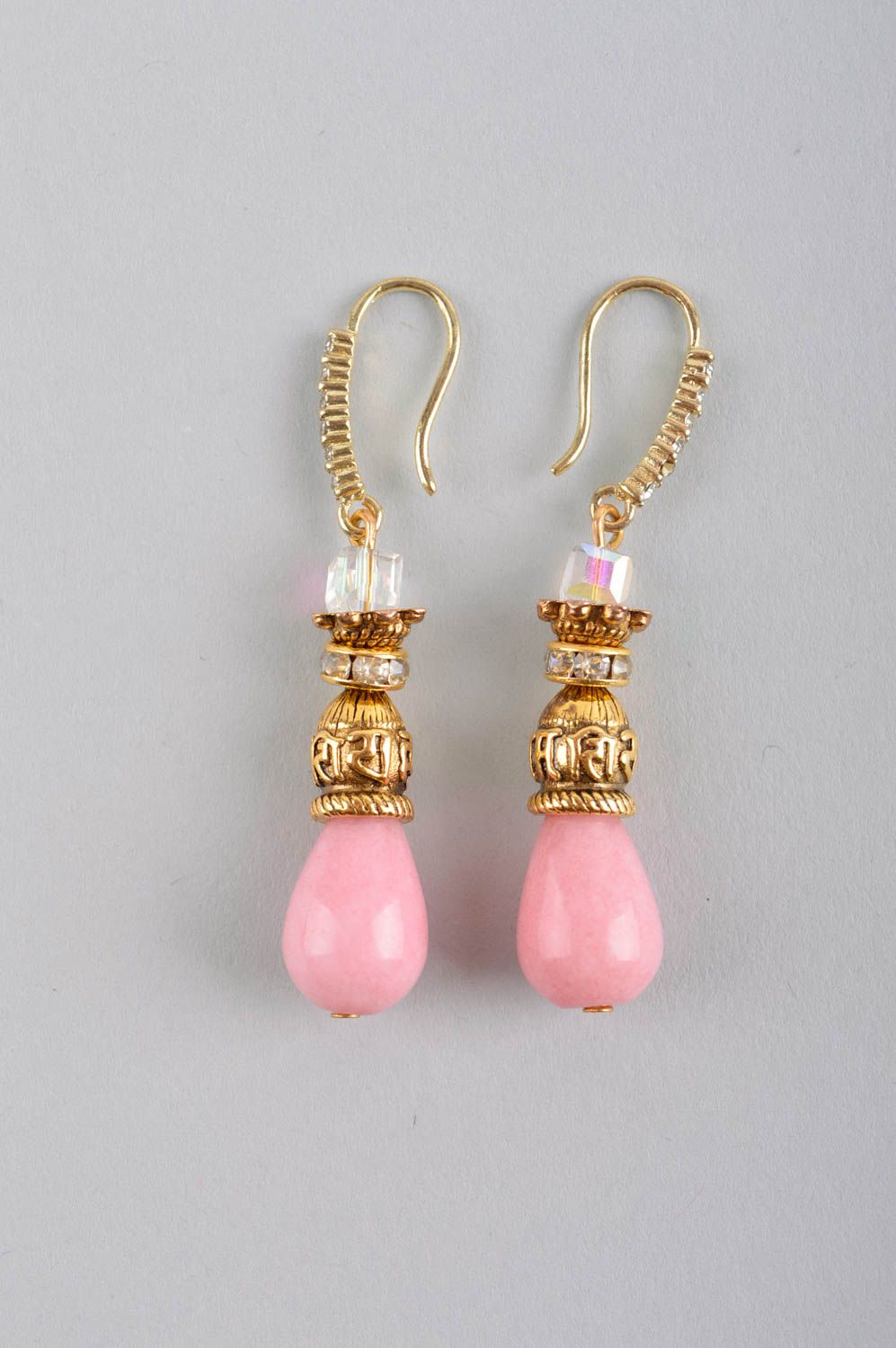 Designer Schmuck Handmade Ohrringe ausgefallener Ohrschmuck Damen Ohrringe rosa foto 3