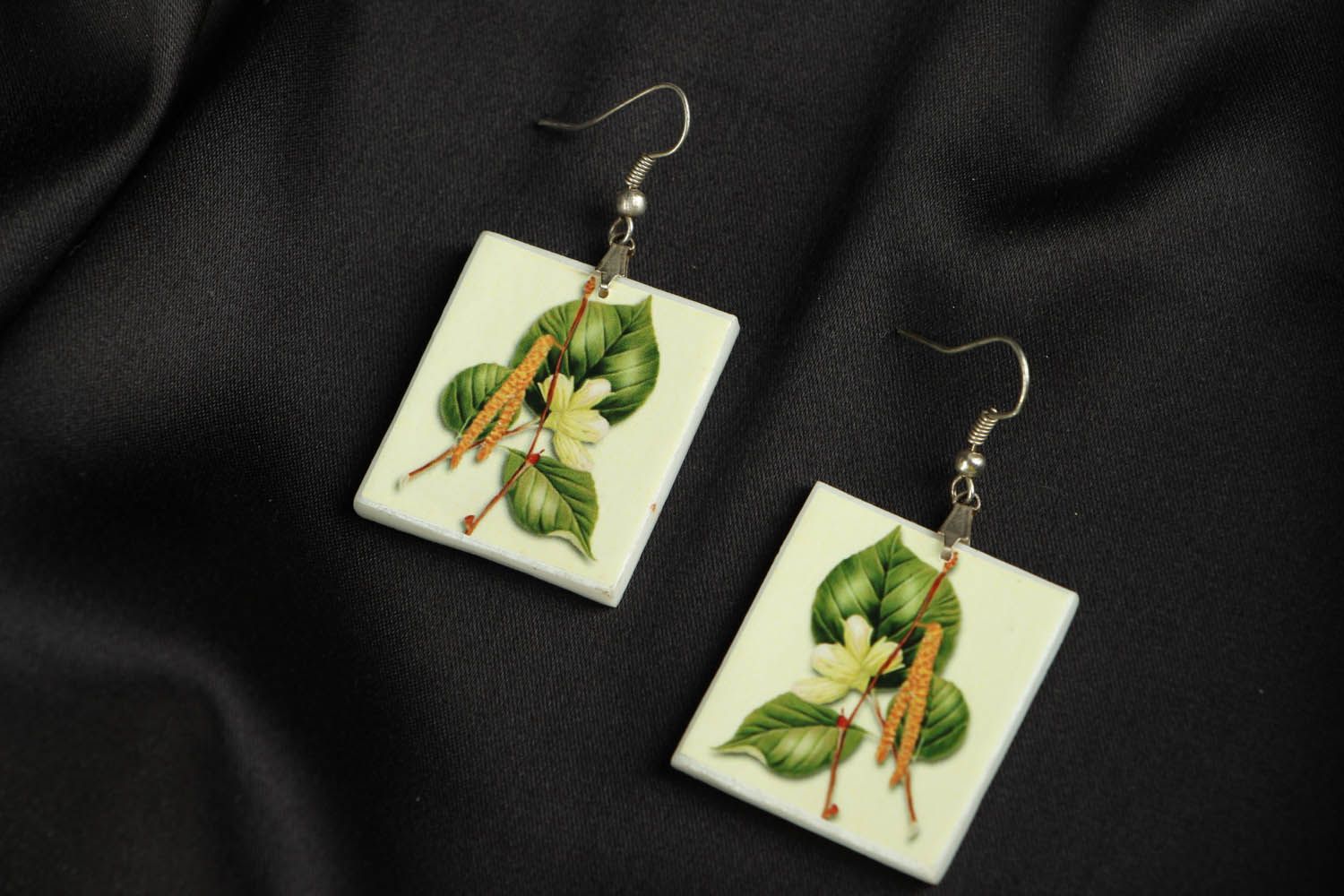Earrings made ​​of polymer clay Birch Catkins photo 1