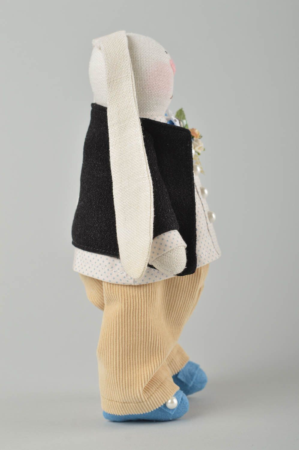 Muñeco de tela hecho a mano decoración de hogar regalo para novios Conejo  foto 3