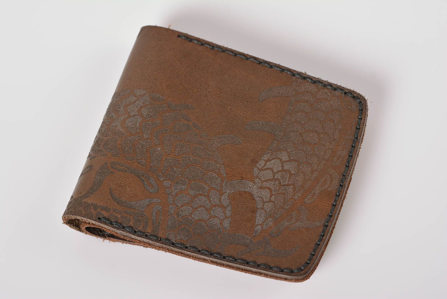Handmade leather wallet handmade leather goods mens wallet presents for men photo 1