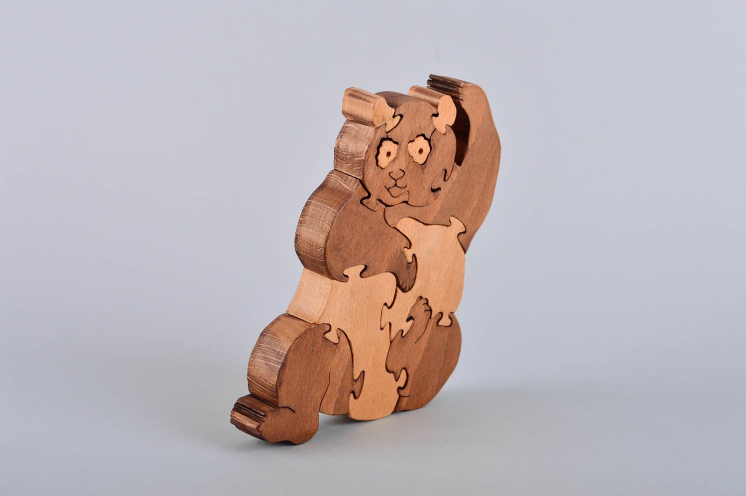 Puzzle ours fait main Puzzle bois design de créateur Jouet éveil hêtre photo 3