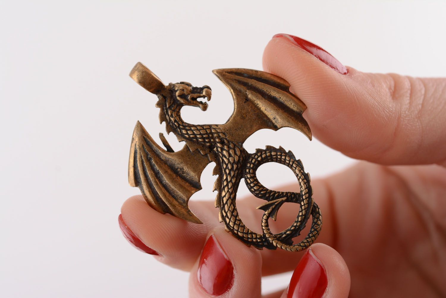Pingente de bronze feito à mão Dragão foto 4