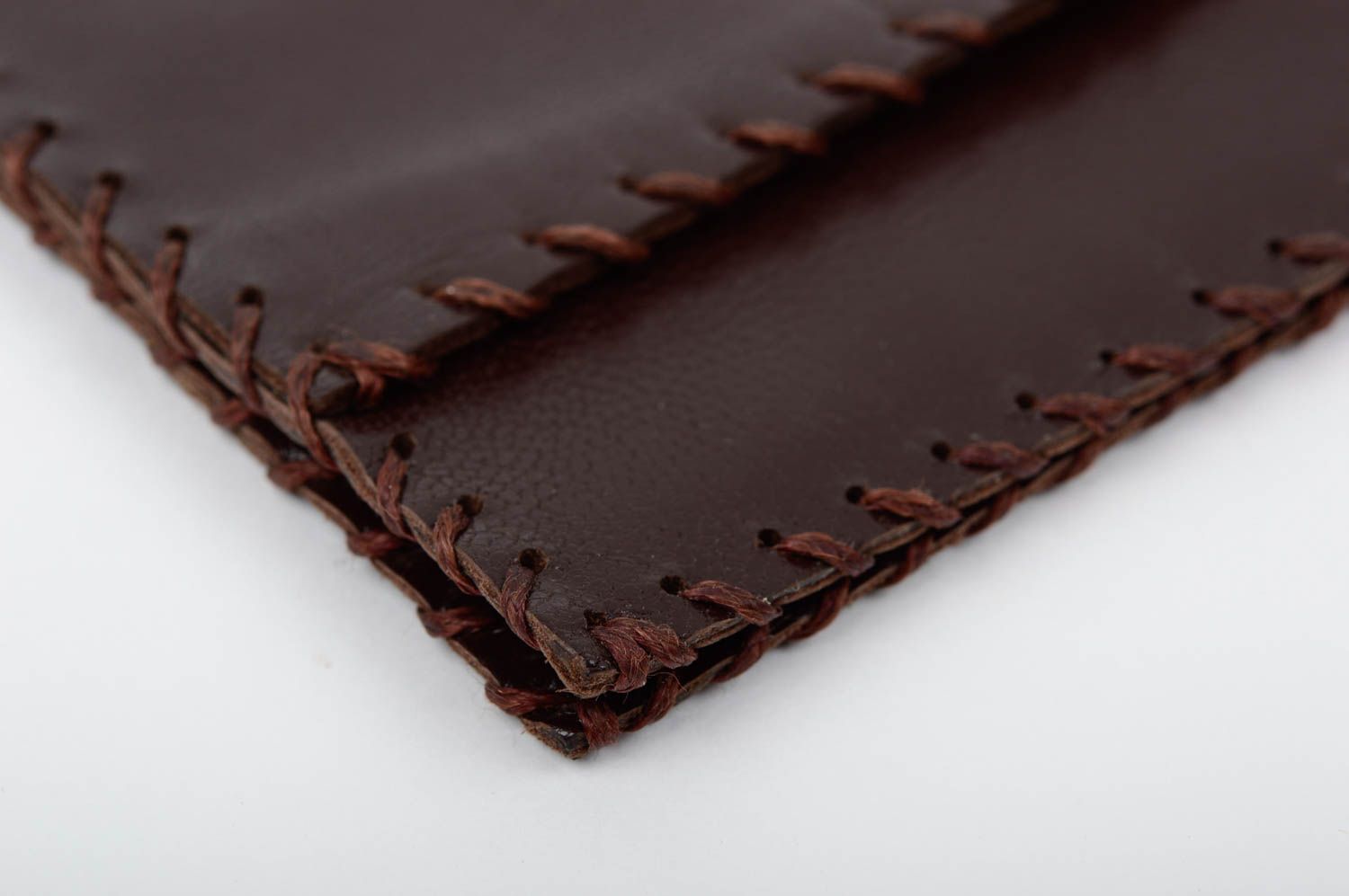 Кожаный кошелек портмоне прямоугольный коричневый красивый стильный хэнд мейд фото 4