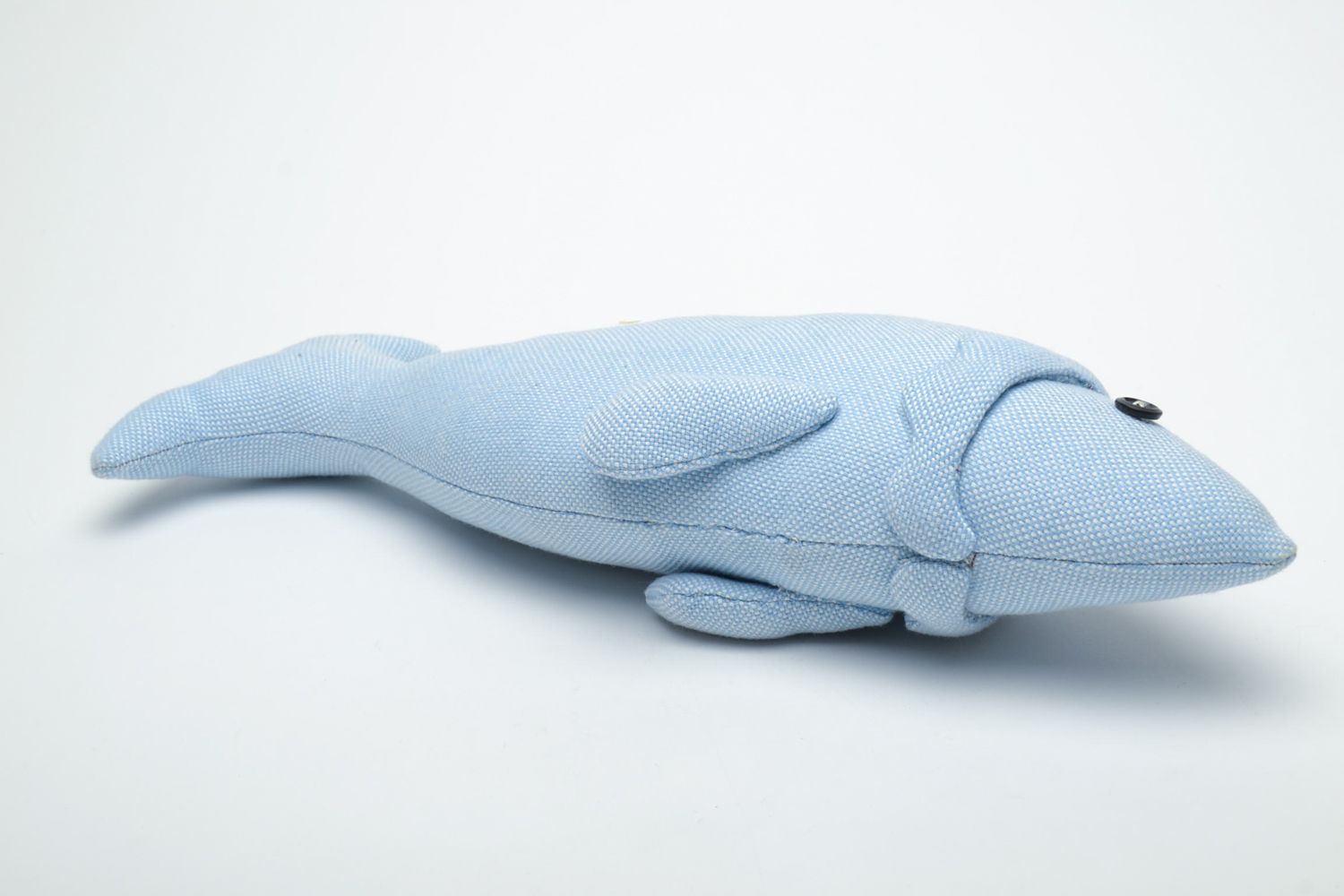 Grand doudou en tissu naturel bleu fait main joli cadeau original Poisson photo 4