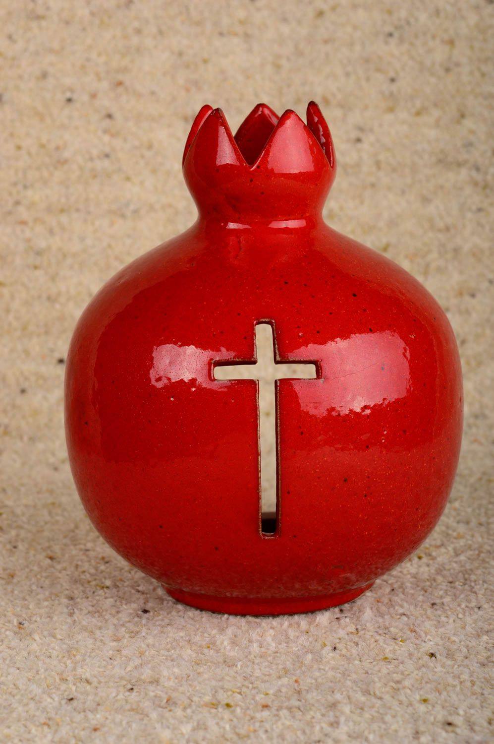 Bougeoir design fait main Support bougie Cadeau original grenat rouge croix photo 2