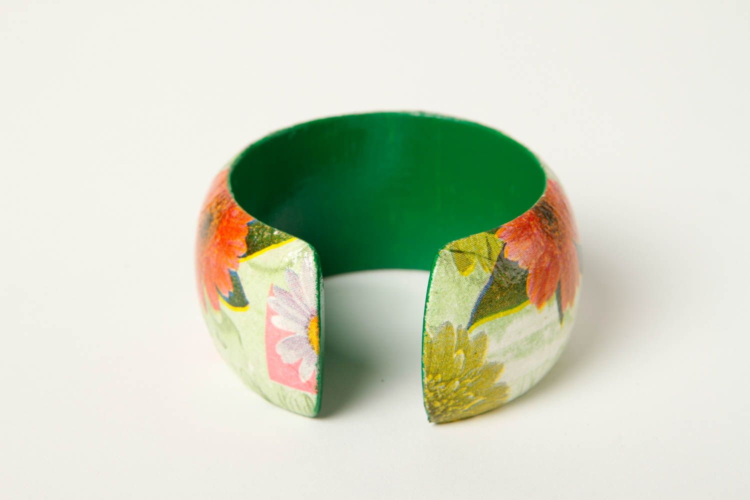 Brazalete artesanal regalo perzonalizado pulsera de madera con flores coloridas foto 6