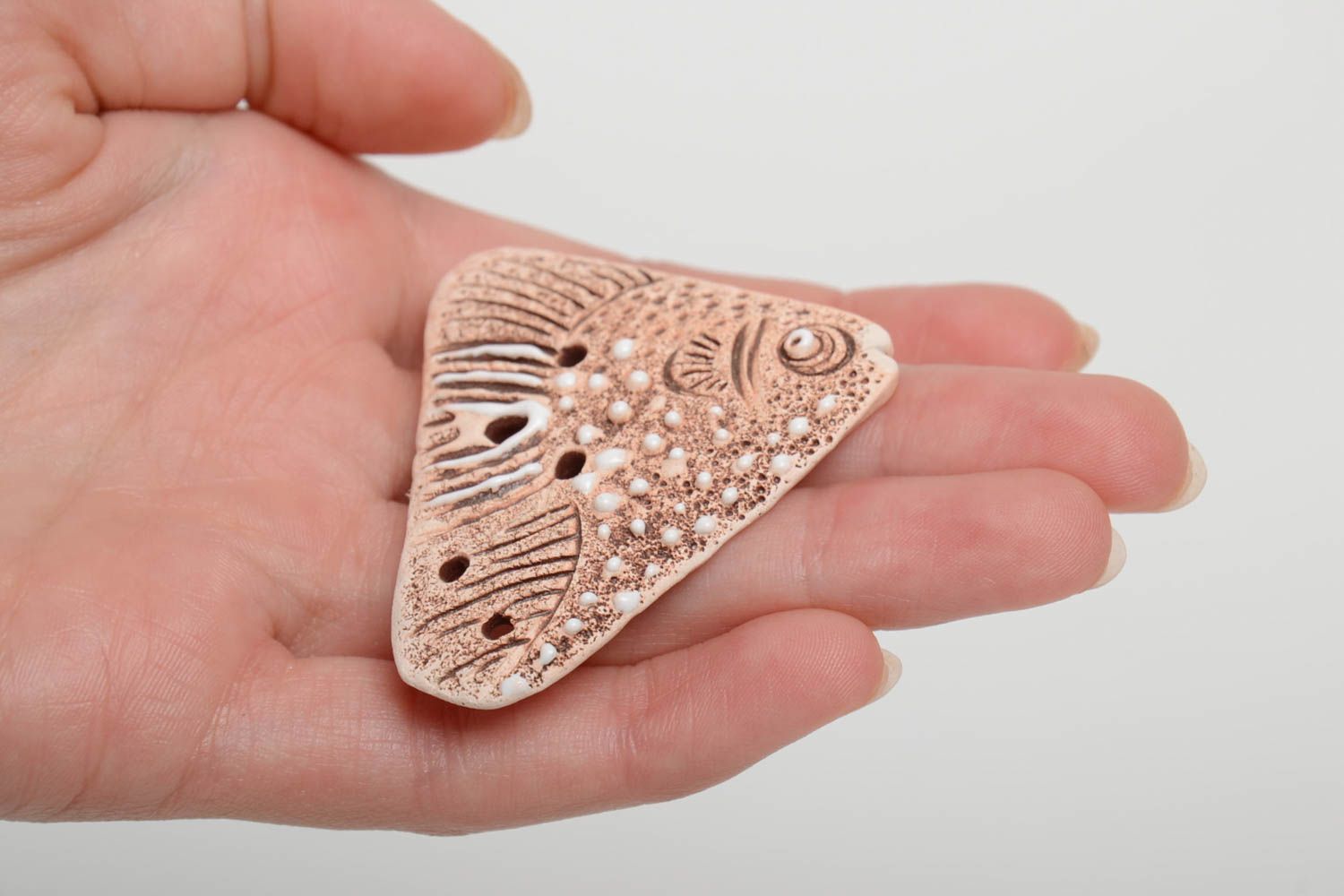 Ton Anhänger Rohling Fourniture für Halsschmuck aus Ton in Form Fisch handmade foto 5