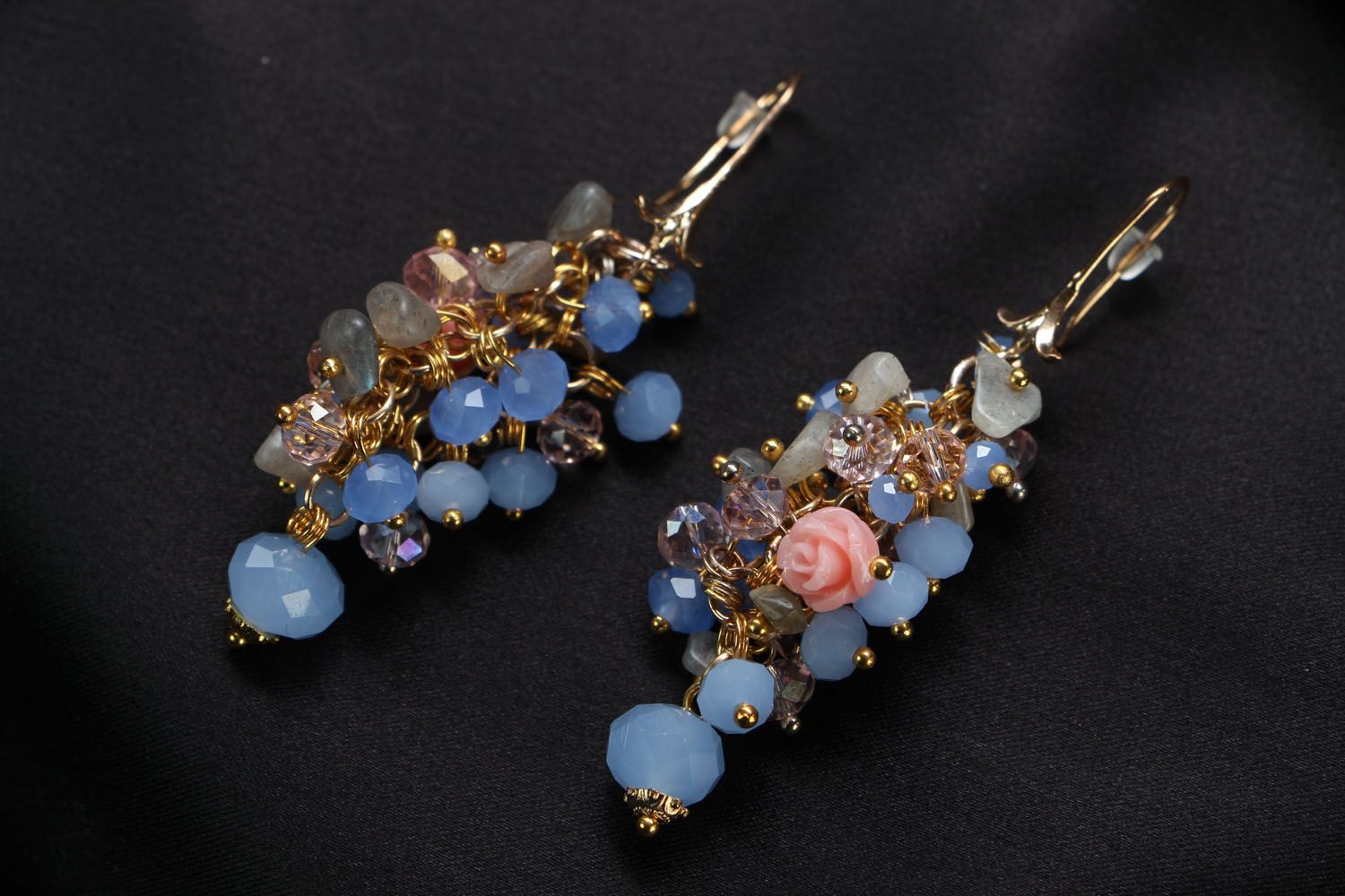 Handmade earrings with labradorite photo 1