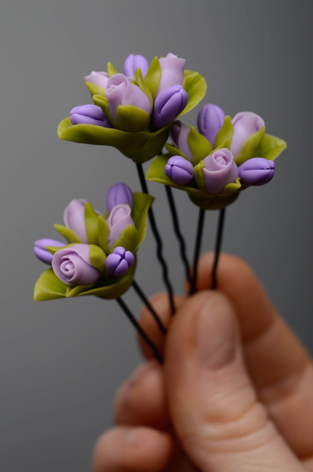 Ensemble des épingles à cheveux en porcelaine froide violettes photo 3