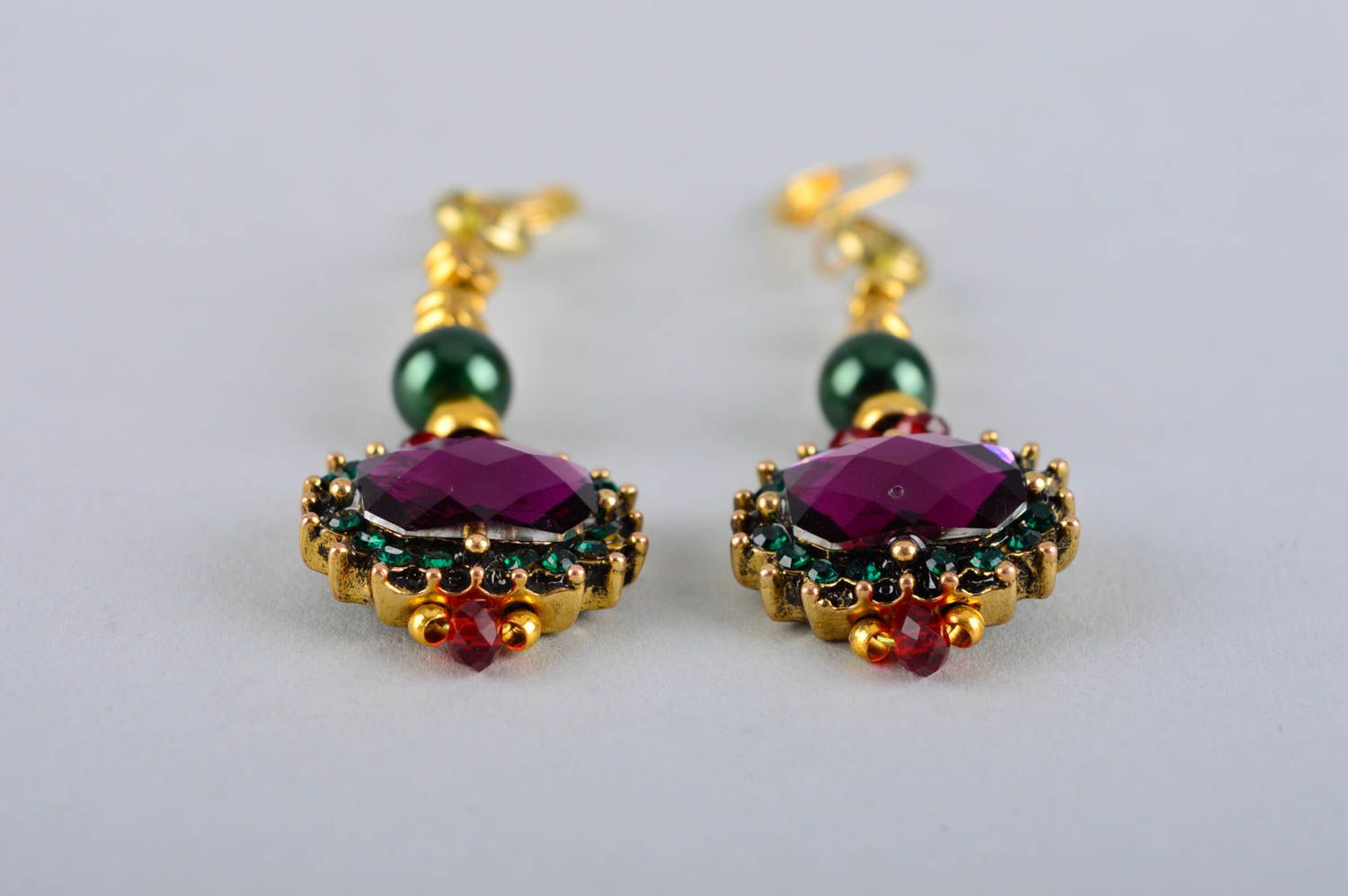 Stylish designer earrings unique handmade bijouterie adornment present for woman photo 4