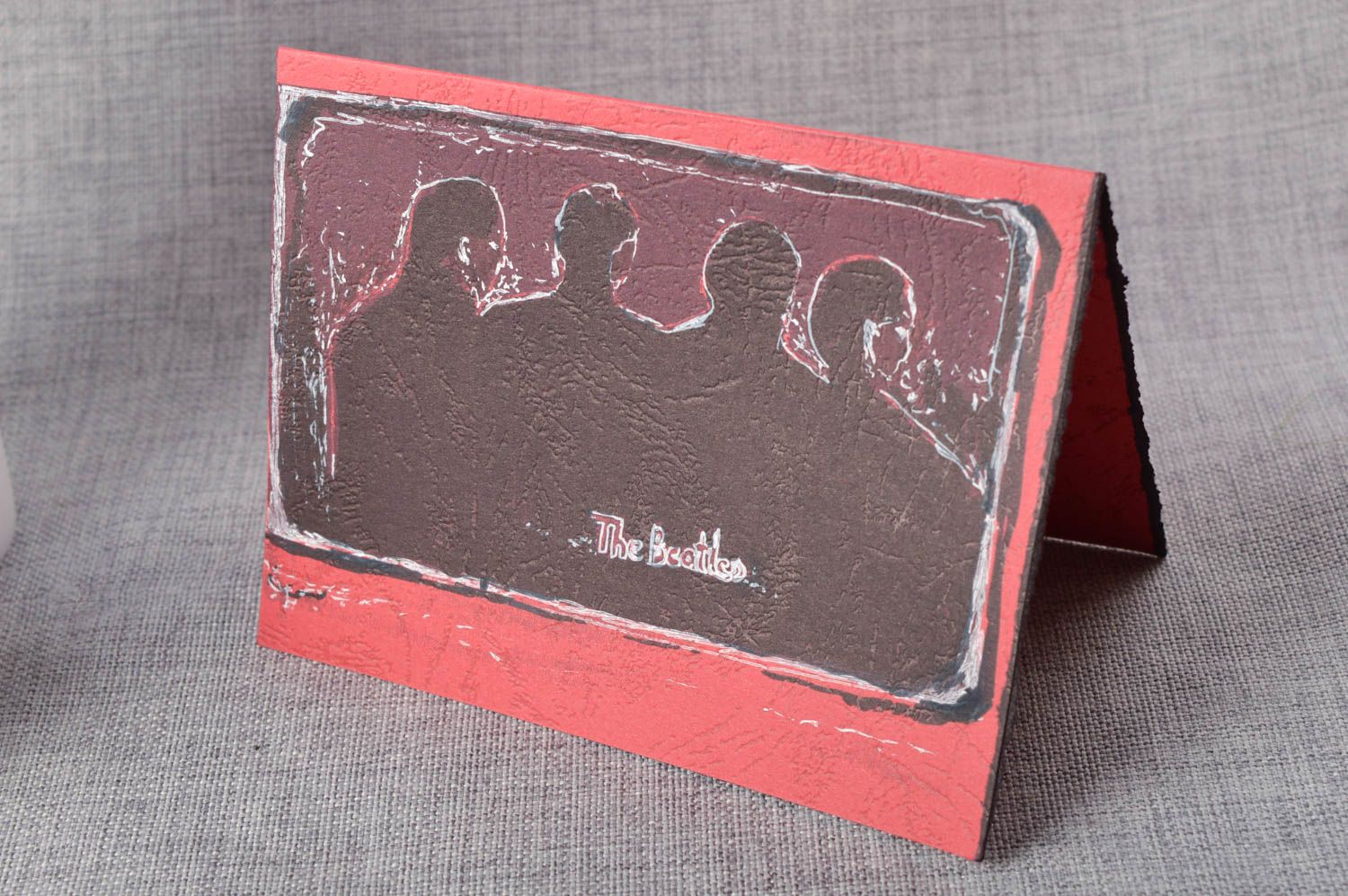 Tarjeta personalizada roja y negra regalo original postal hecha a mano foto 5