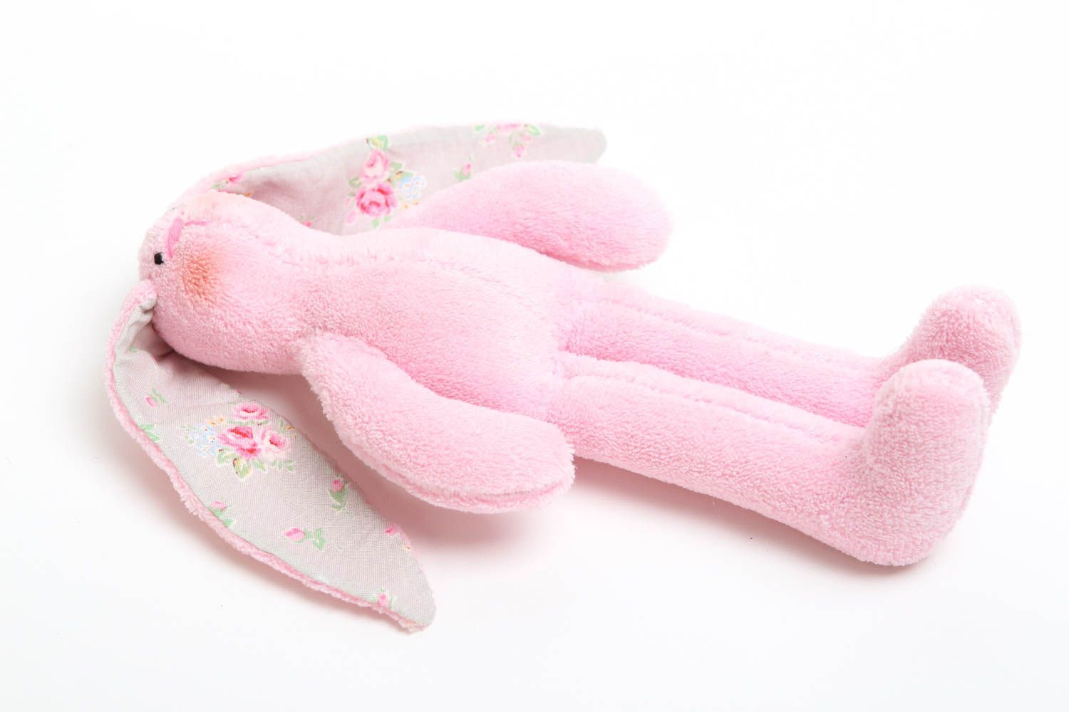 Handmade Kuscheltier Hase rosa Stoff Spielzeug Geschenk für Kinder aus Trikotage foto 3