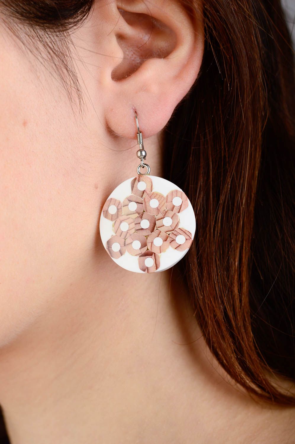 Handcrafted jewelry round earrings wood jewelry fashion earrings for girls photo 2