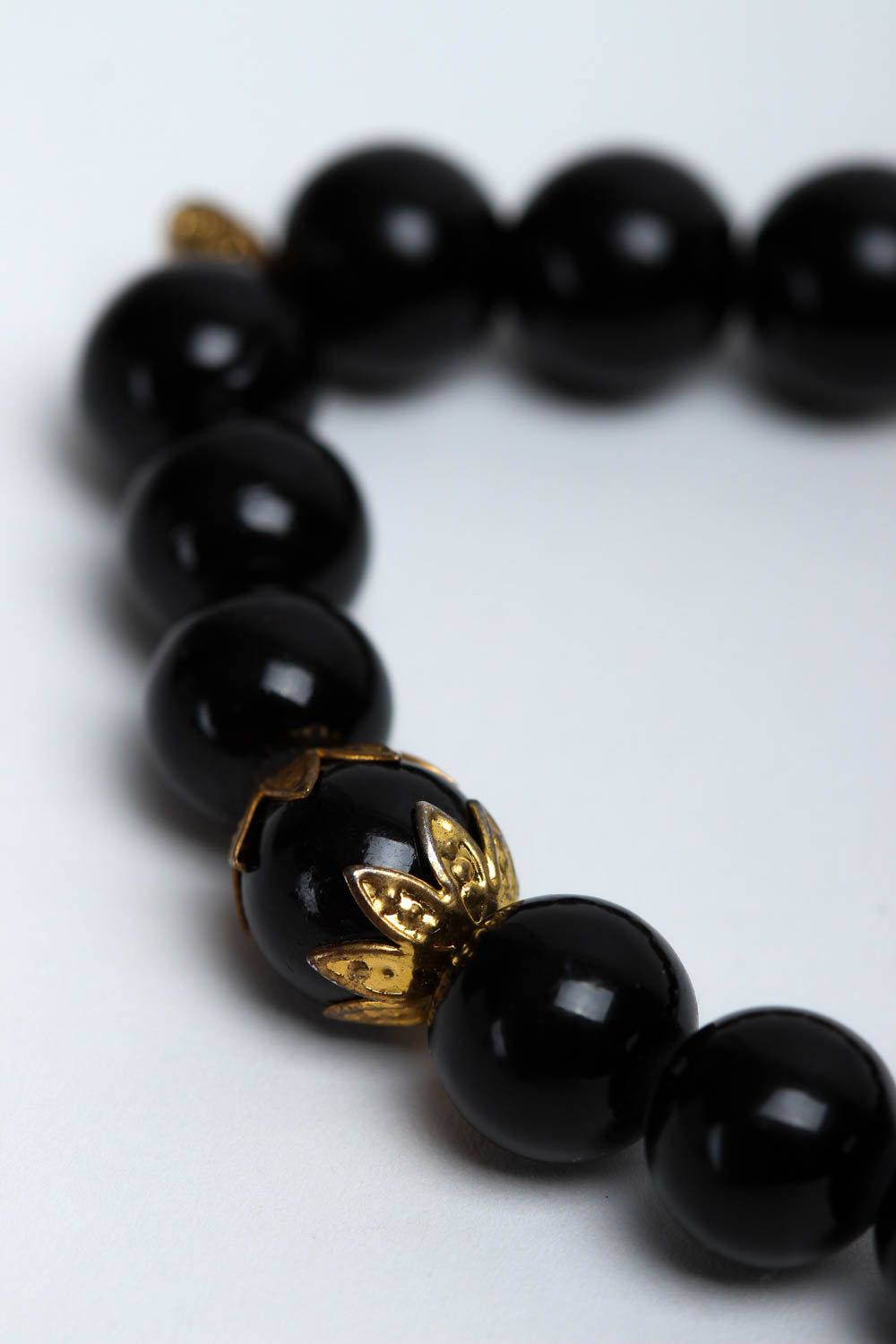 Bracelet en agate naturelle Bijou fait main noir design élégant Cadeau femme photo 4