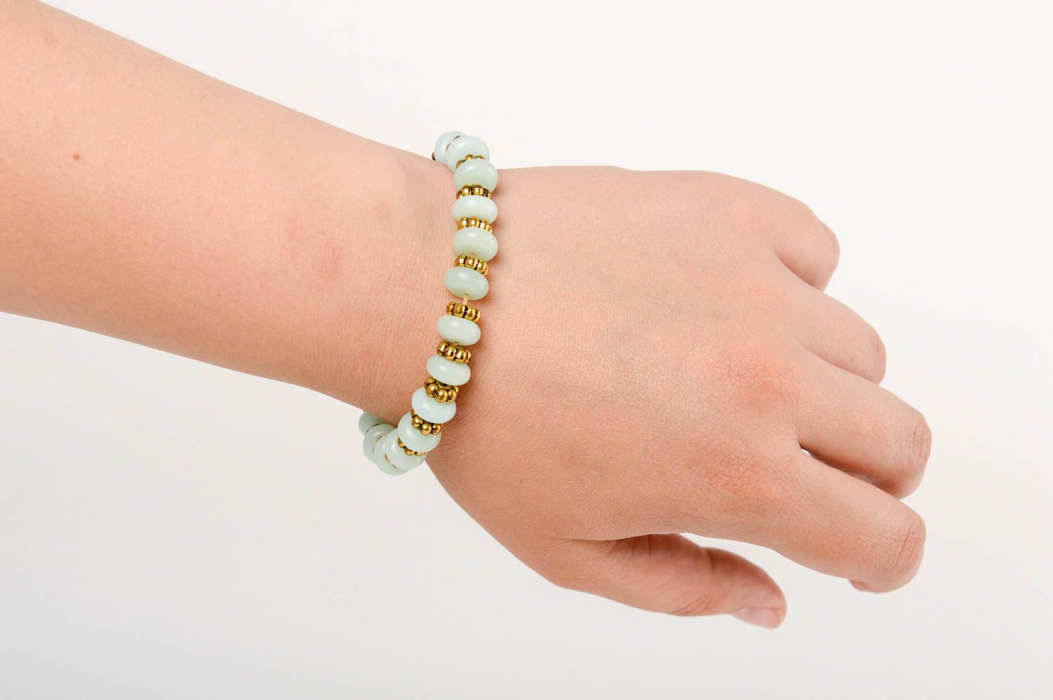 Handmade designer macrame woven wrist bracelet with natural nephrite stone photo 5