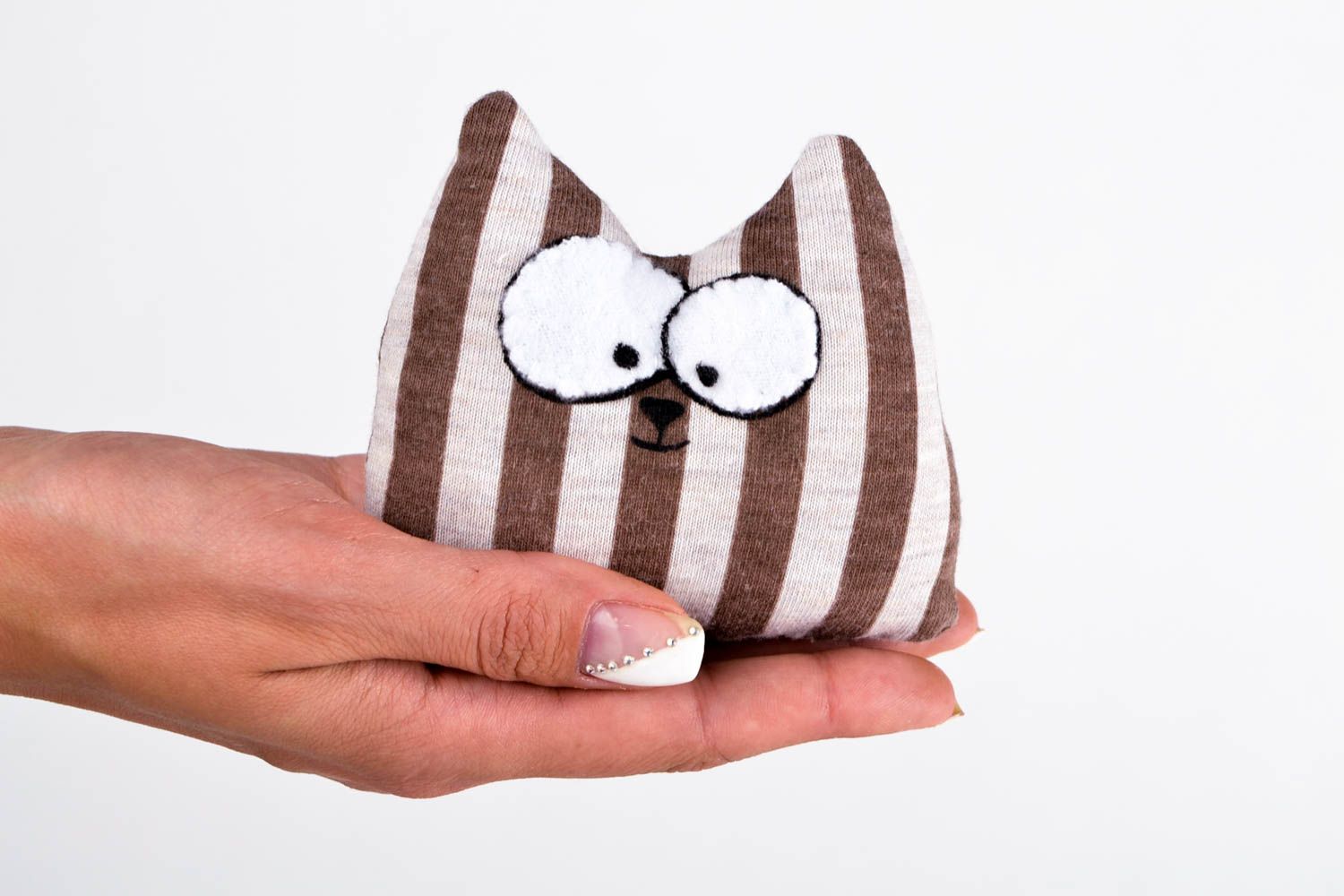 Авторская игрушка ручной работы игрушка из ткани полосатая игрушка кот смешной  фото 2