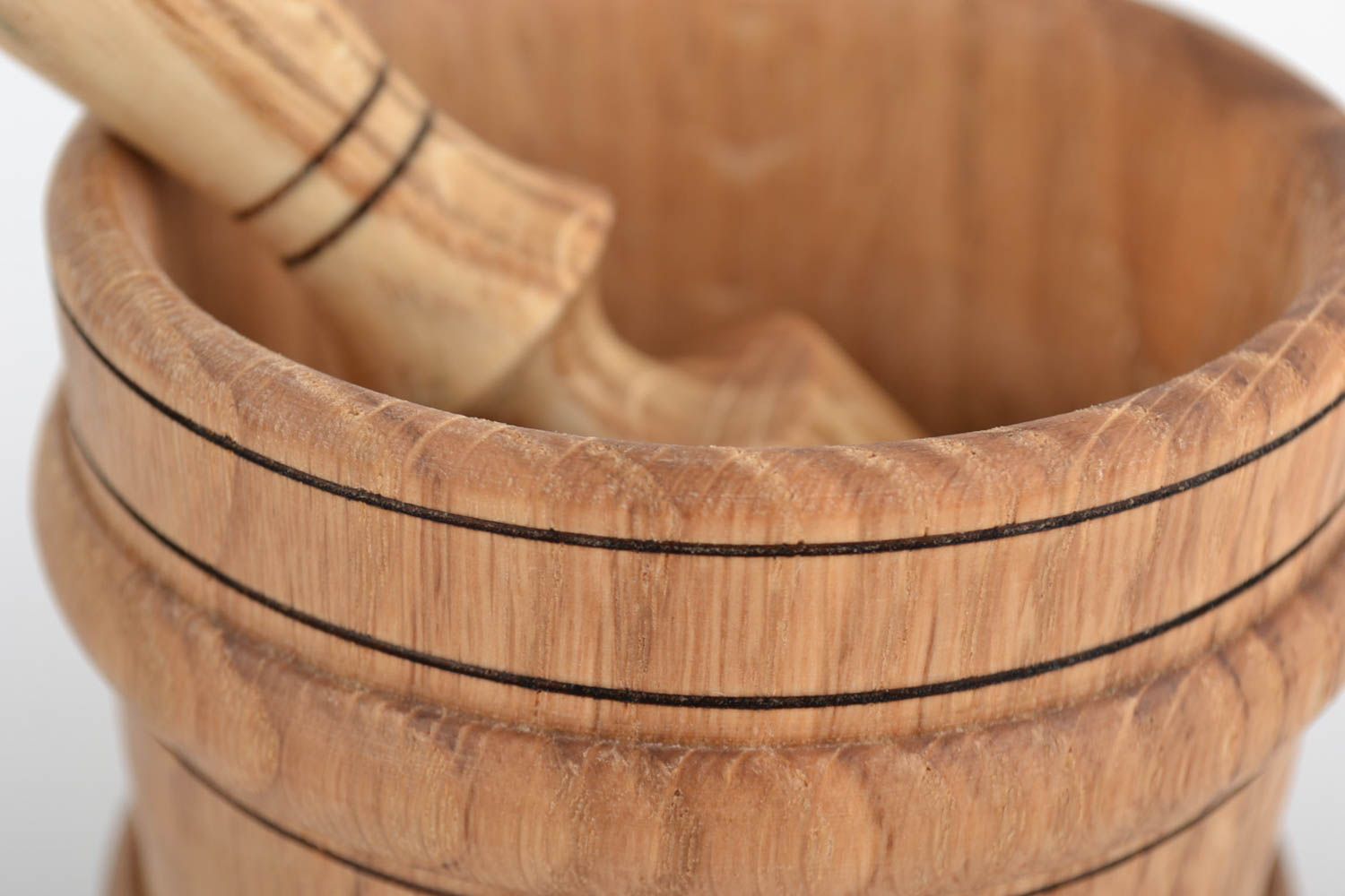 Handmade Holz Mörser mit Stößel schön groß für Gewürze und Nüsse 200 ml foto 4