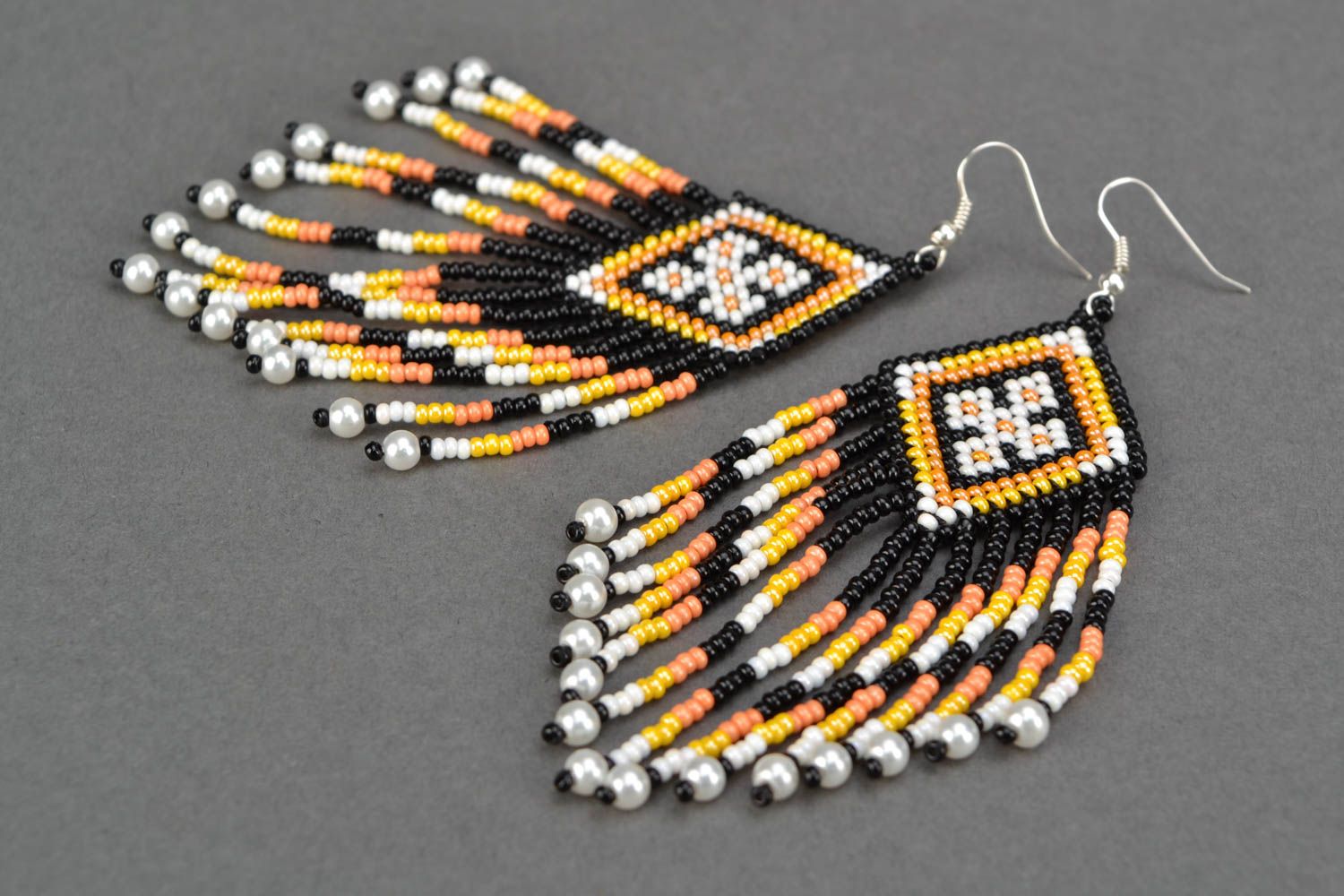 Massive Czech bead earrings in ethnic style photo 4