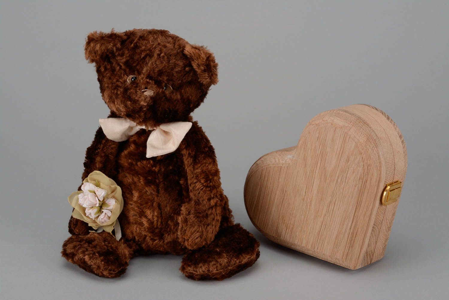 Handmade author's toy Bear with bouquet photo 1
