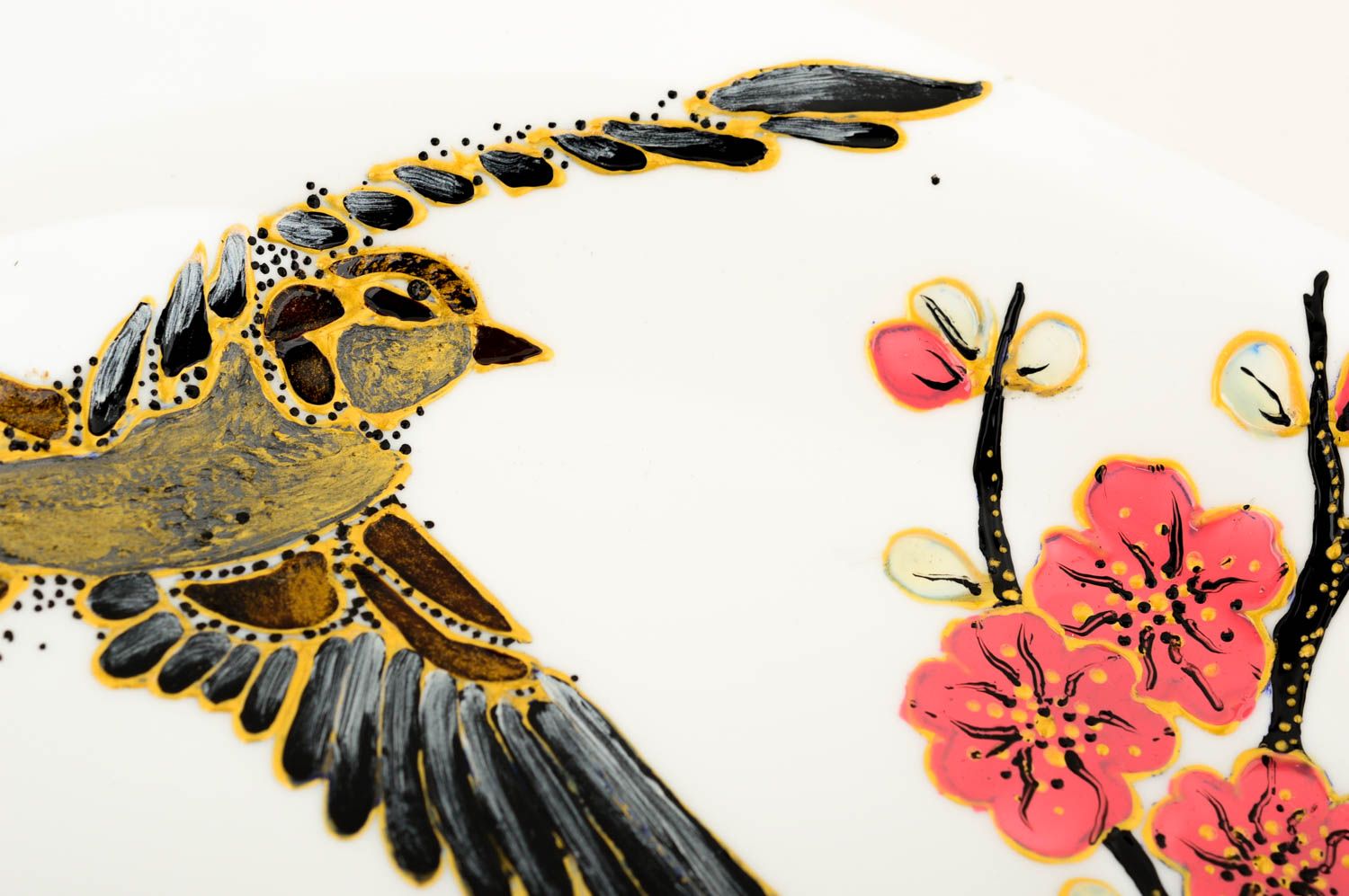 Декоративная тарелка handmade красивая тарелка Сакура подарочная тарелка фото 4