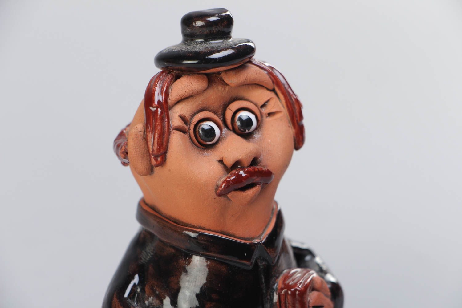 Handmade funny ceramic statuette painted with acrylics Capitalist photo 3