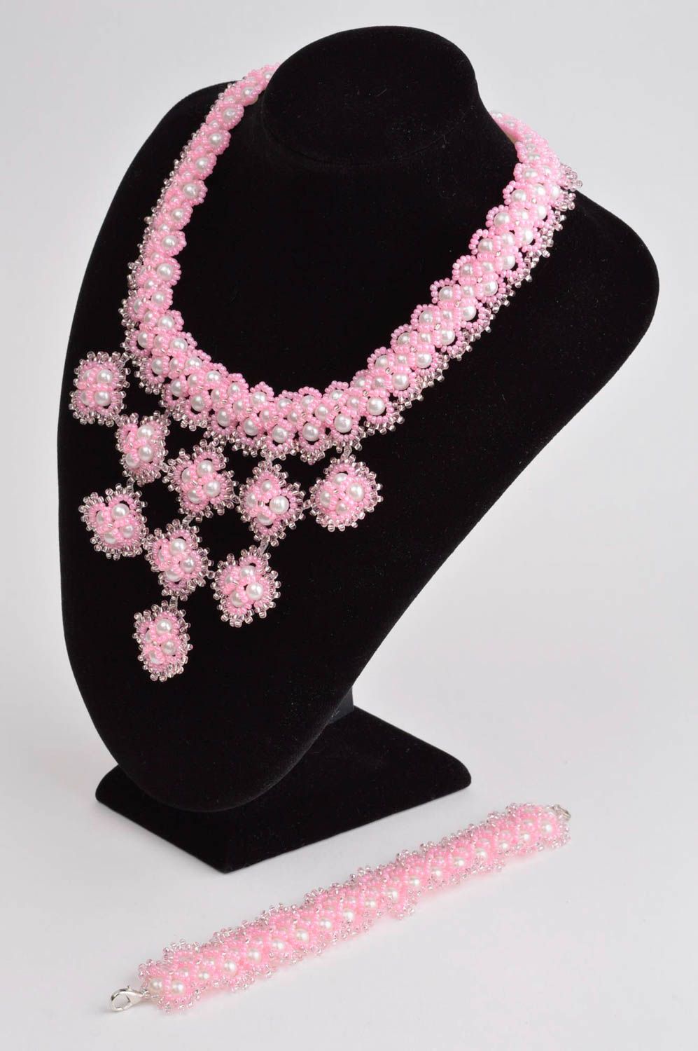 Stylish handmade beaded necklace beaded bracelet designs artisan jewelry set photo 1