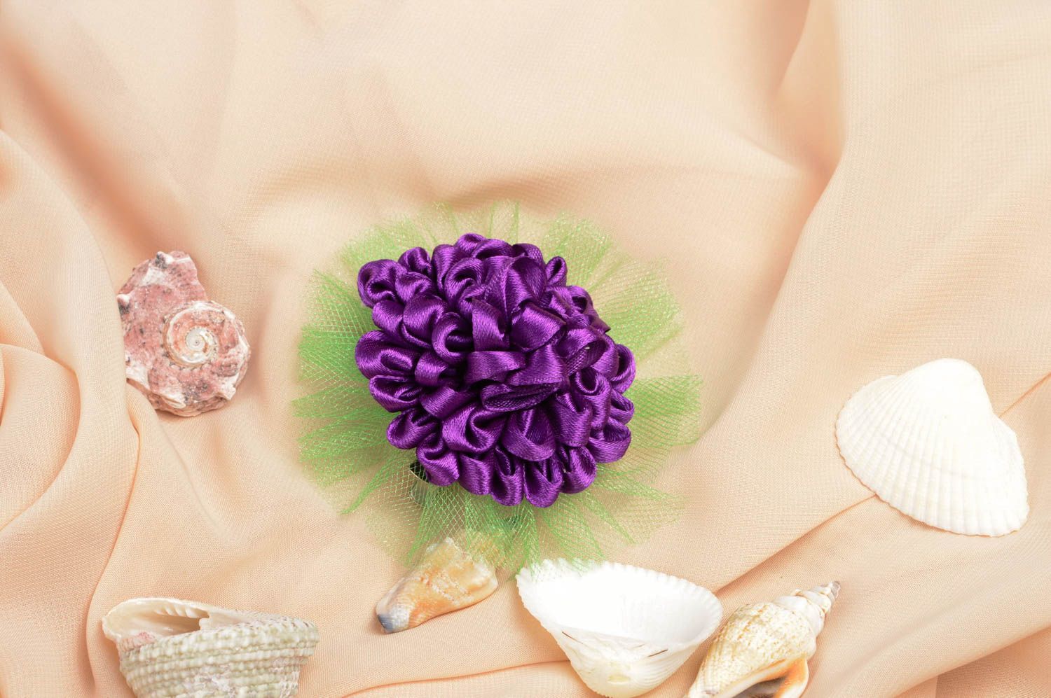Violette Blume Haarspange handgemachter Schmuck Accessoire für Mädchen grell  foto 1