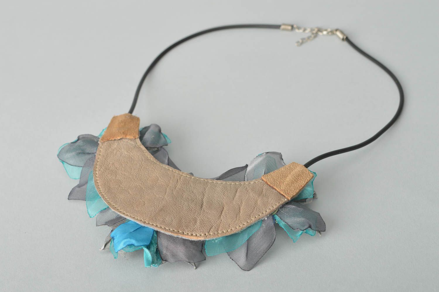 Beautiful handmade leather necklace flower necklace leather goods gifts for her photo 5