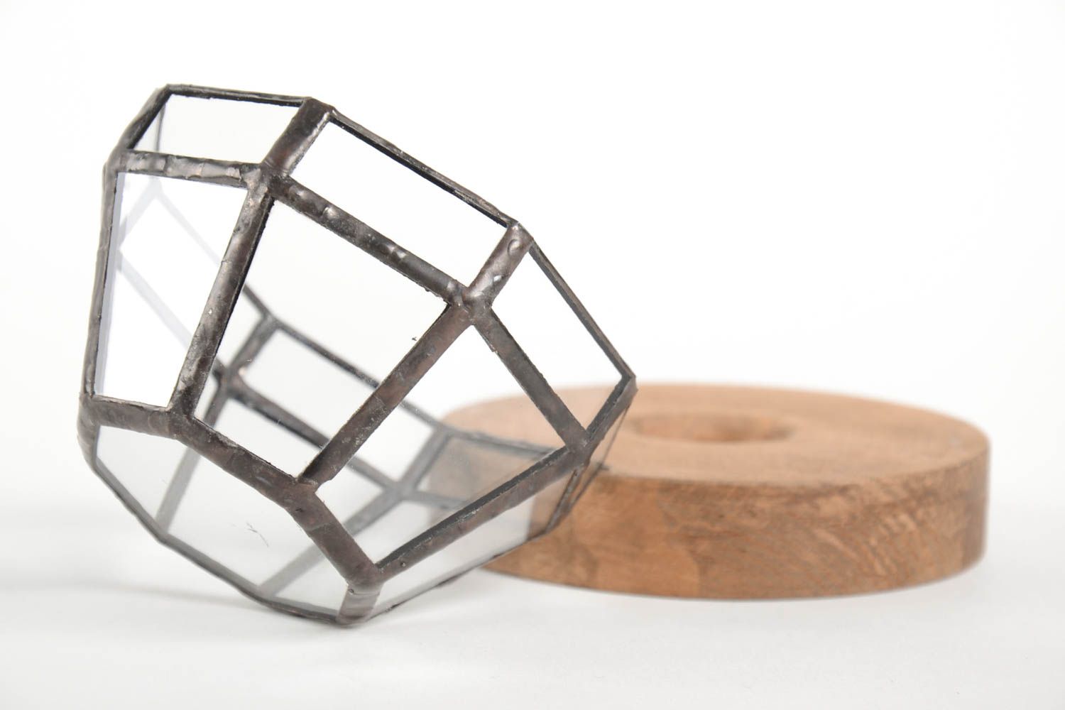 Boîte à bijoux design faite main en bois verre métal Cadeau pour femme photo 5