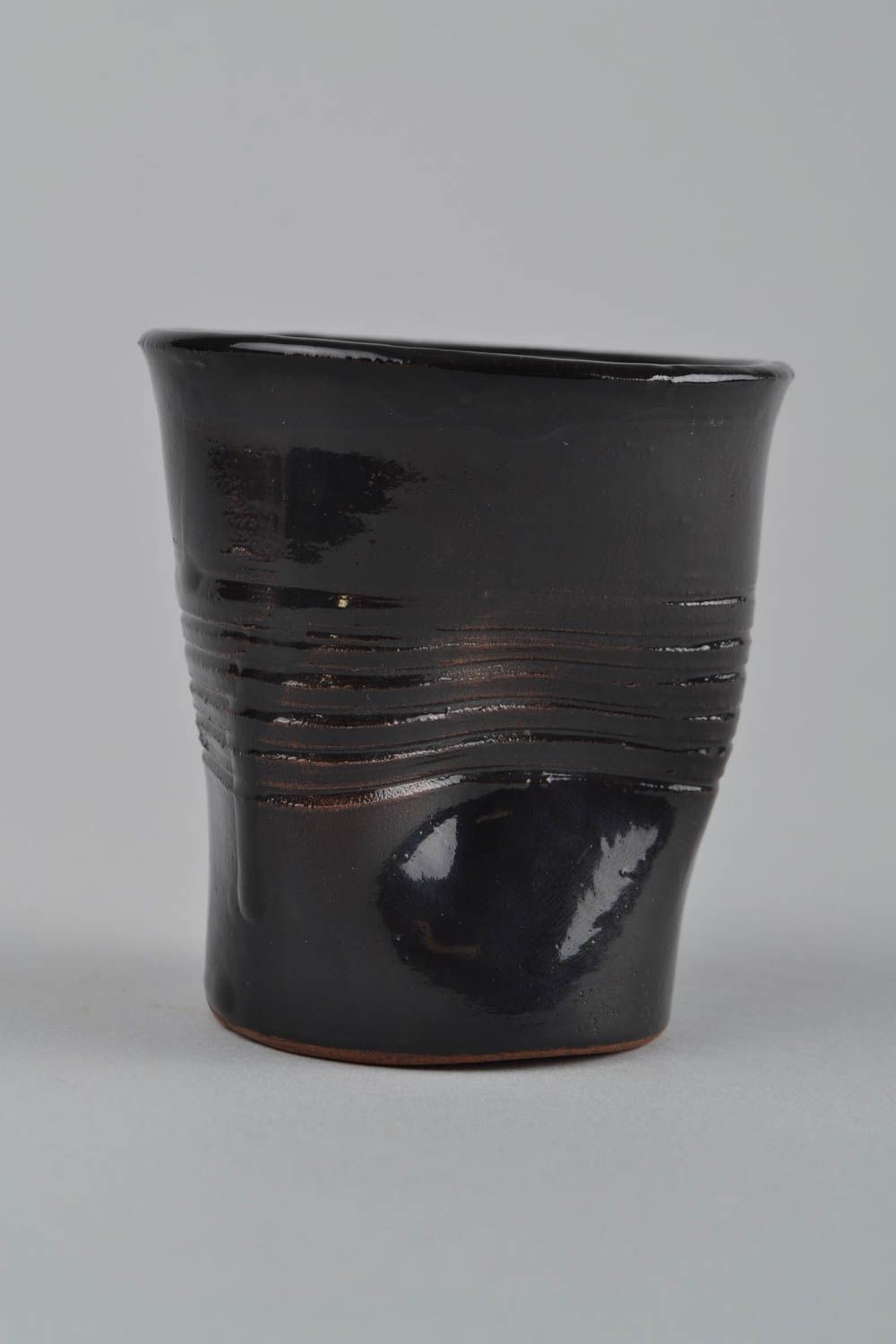 Fake plastic porcelain crinkle cup of black color for 6 oz photo 3