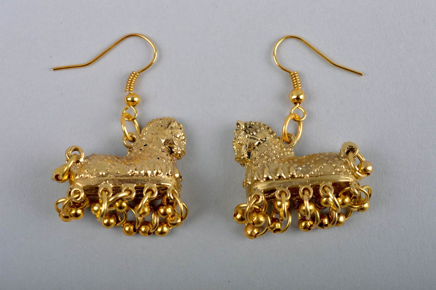 Handmade long earrings stylish brass earrings metal accessory present photo 4