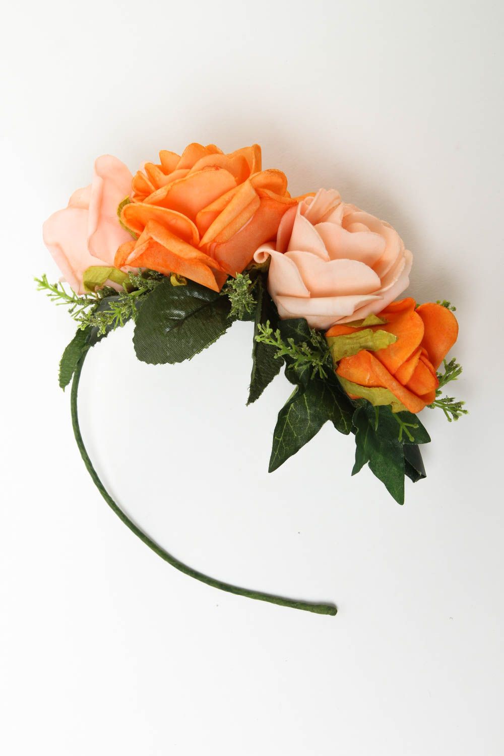 Serre-tête fleurs fait main Accessoire coiffure tons orange Cadeau original photo 2