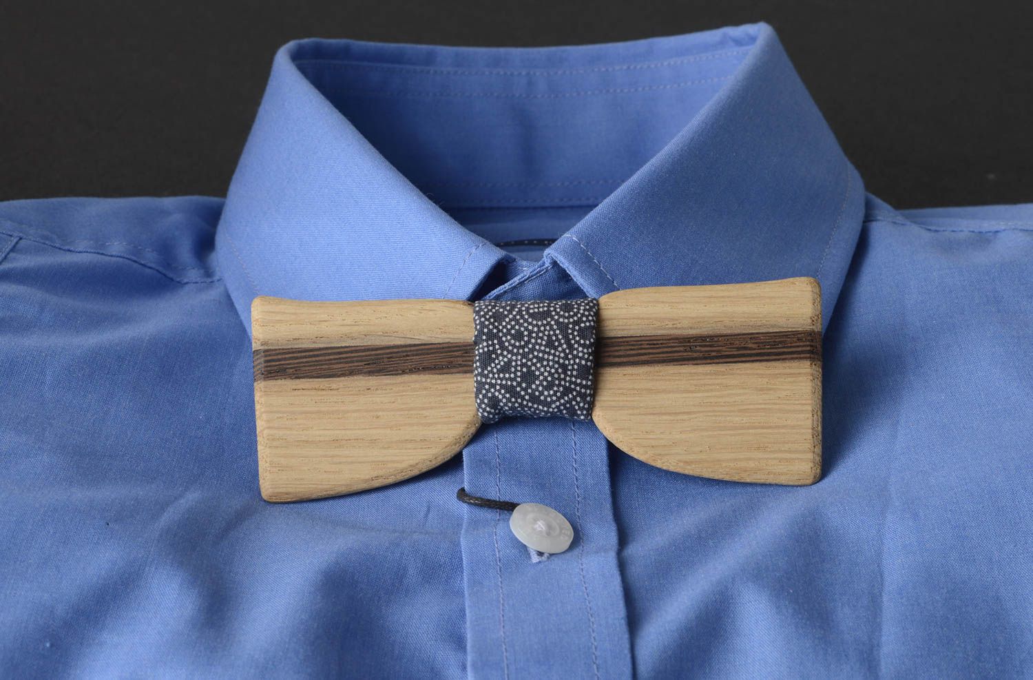 Corbata de moño hecha a mano de madera accesorio de moda regalo original foto 5