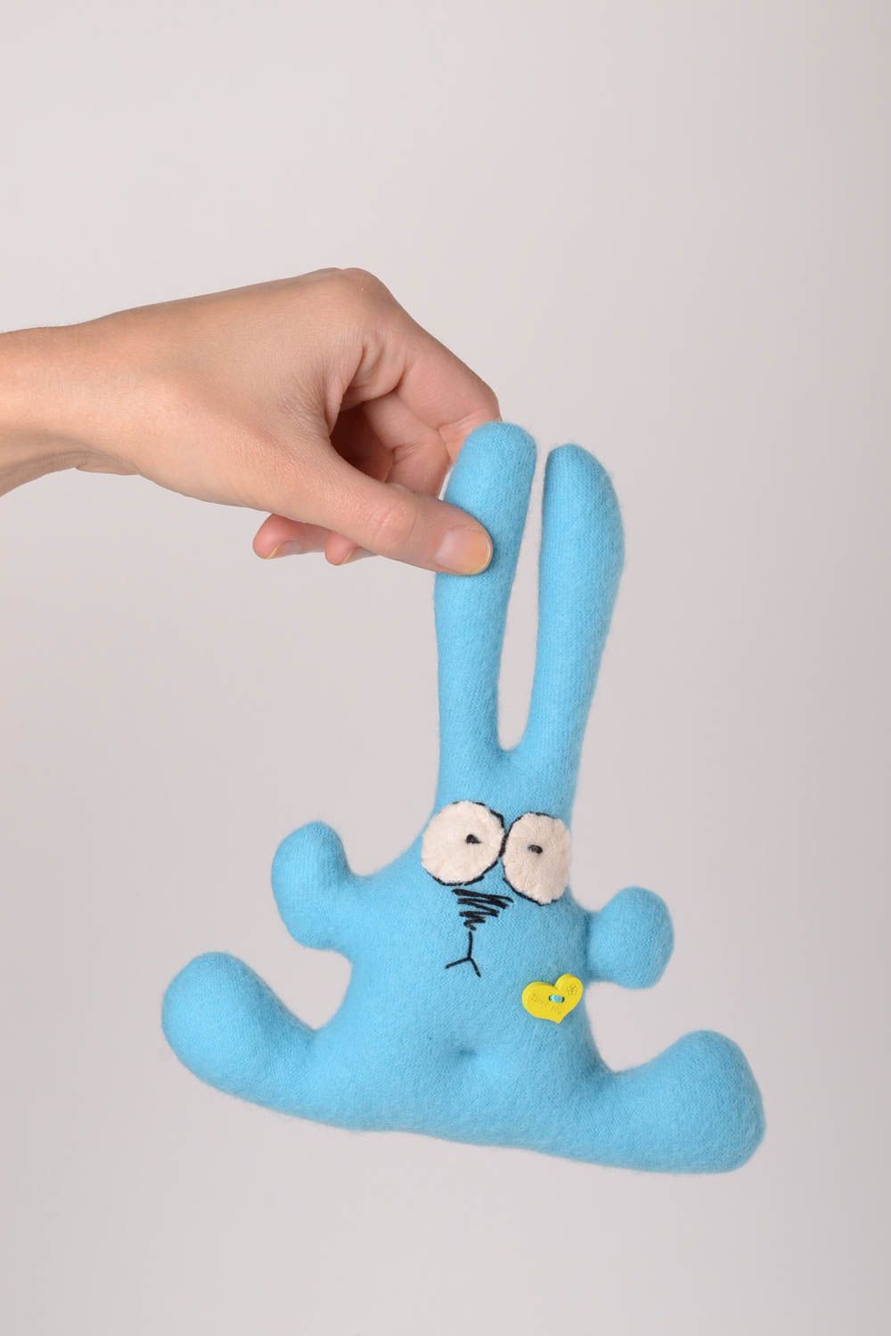 Handmade baby toy fleece handmade toy soft toy bright blue bunny toy toy for kid photo 2